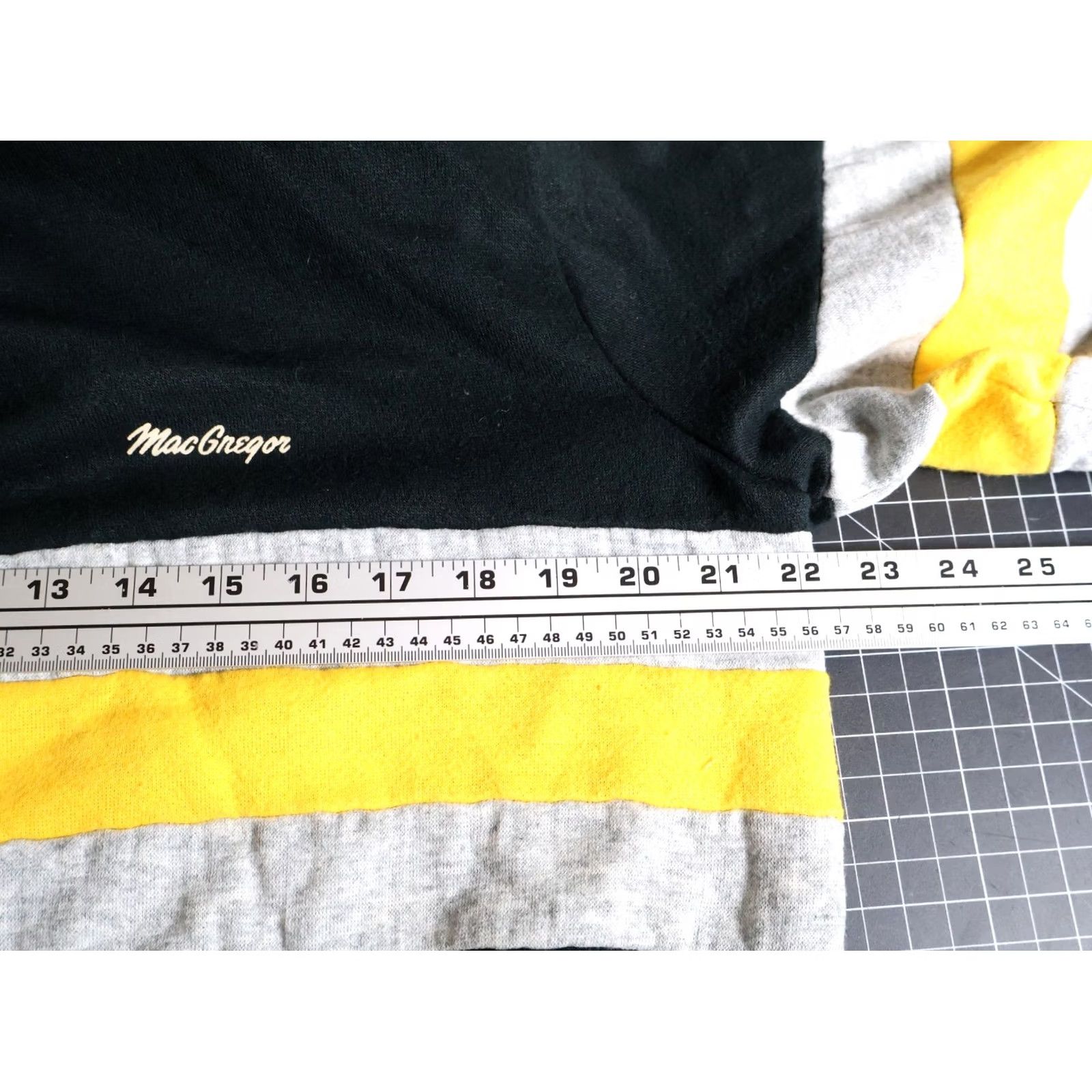 McGregor VINTAGE MacGregor Hoodie Pullover Striped Black Yellow 90s VTG Mens Large Crew Neck Snap Button Pockets Size US L / EU 52-54 / 3 - 5 Thumbnail