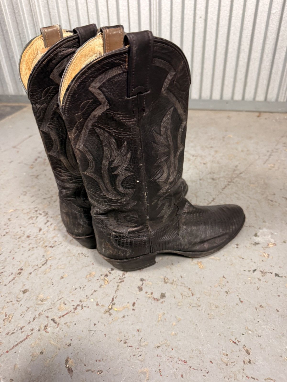 Justin Boots 80s Vintage Justin Black Teju Lizard Skin Usa Cowboy Boots Size US 9.5 / EU 42-43 - 4 Thumbnail