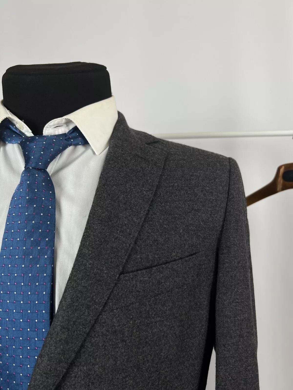 Hackett Hackett London Rugby Flannel Wool Gray Unlined Blazer Jacket Size 40R - 2 Thumbnail