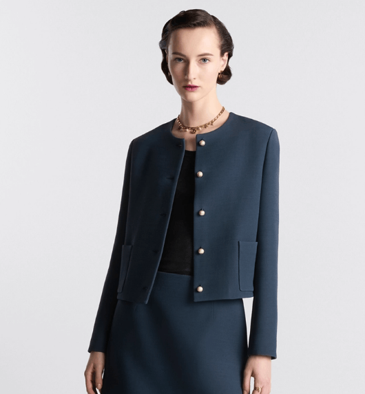 Dior o1w1db10925 421V54 Cropped Jacket in Blue Size L / US 10 / IT 46 - 4 Thumbnail