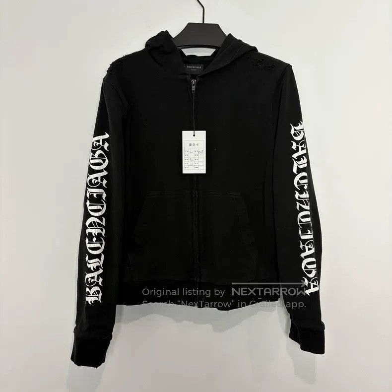 Balenciaga Destroyed hooded jacket with Sanskrit