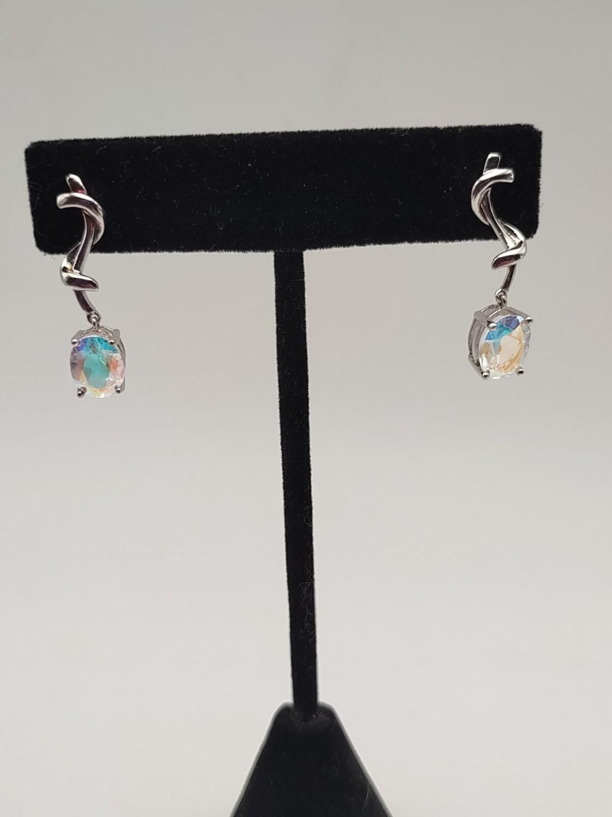 The Unbranded Brand Sterling CZ Drop Earrings AB Finish Prom Bridal 925 Size ONE SIZE - 1 Thumbnail
