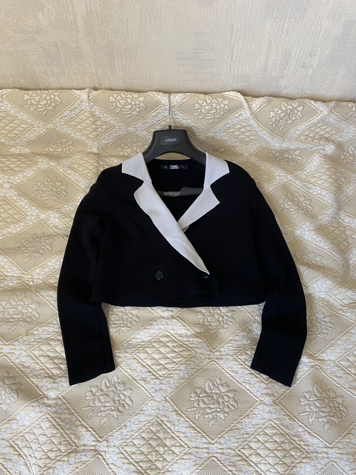 Karl Lagerfeld 🔥 2023 Karl Lagerfeld Cropped Tailored Cardigan Blazer Black Size XS / US 0-2 / IT 36-38 - 9 Thumbnail
