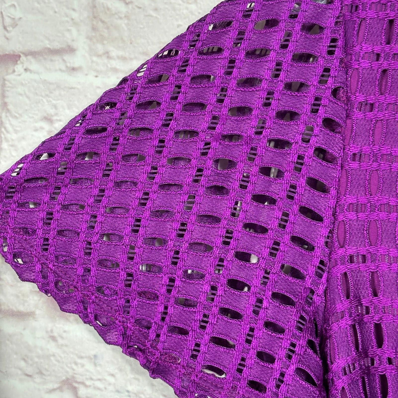Other Roz & Ali Purple Crochet Short Sleeve Top Size 2X Size XXL / US 16-18 / IT 52-54 - 6 Thumbnail