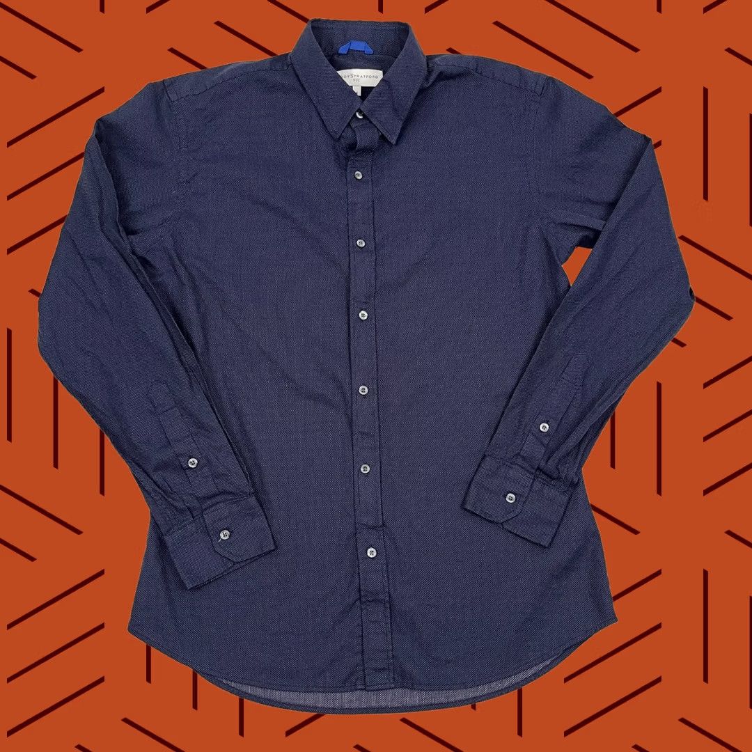 Vintage VINTAGE Teddy Stratford Shirt Mens L Blue Mid Zip Button Up Cotton Casual Pocket Size US L / EU 52-54 / 3 - 1 Thumbnail