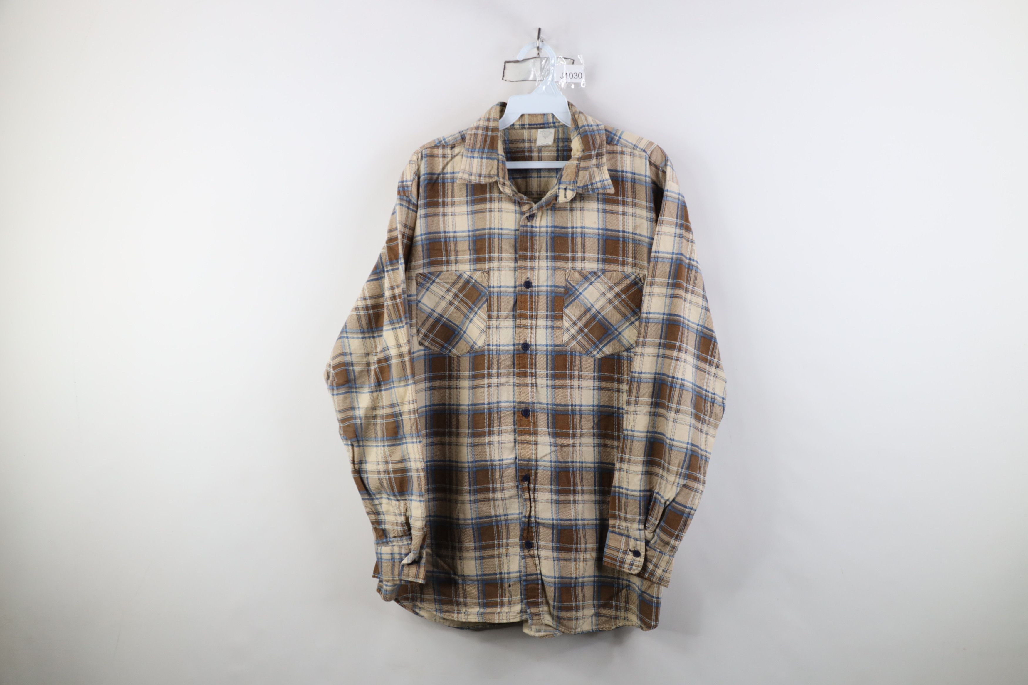 Vintage Vintage 70s Streetwear Flannel Collared Button Shirt Plaid Size US L / EU 52-54 / 3 - 1 Thumbnail