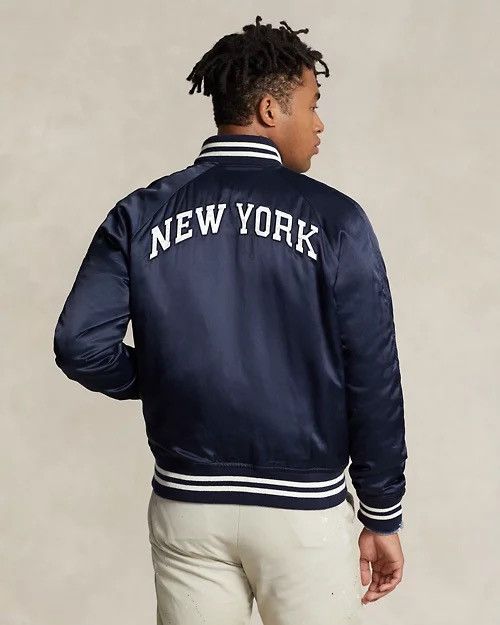 Polo Ralph Lauren Polo Ralph Lauren Satin Letterman Varisty Jacket Navy Large Size US L / EU 52-54 / 3 - 4 Thumbnail