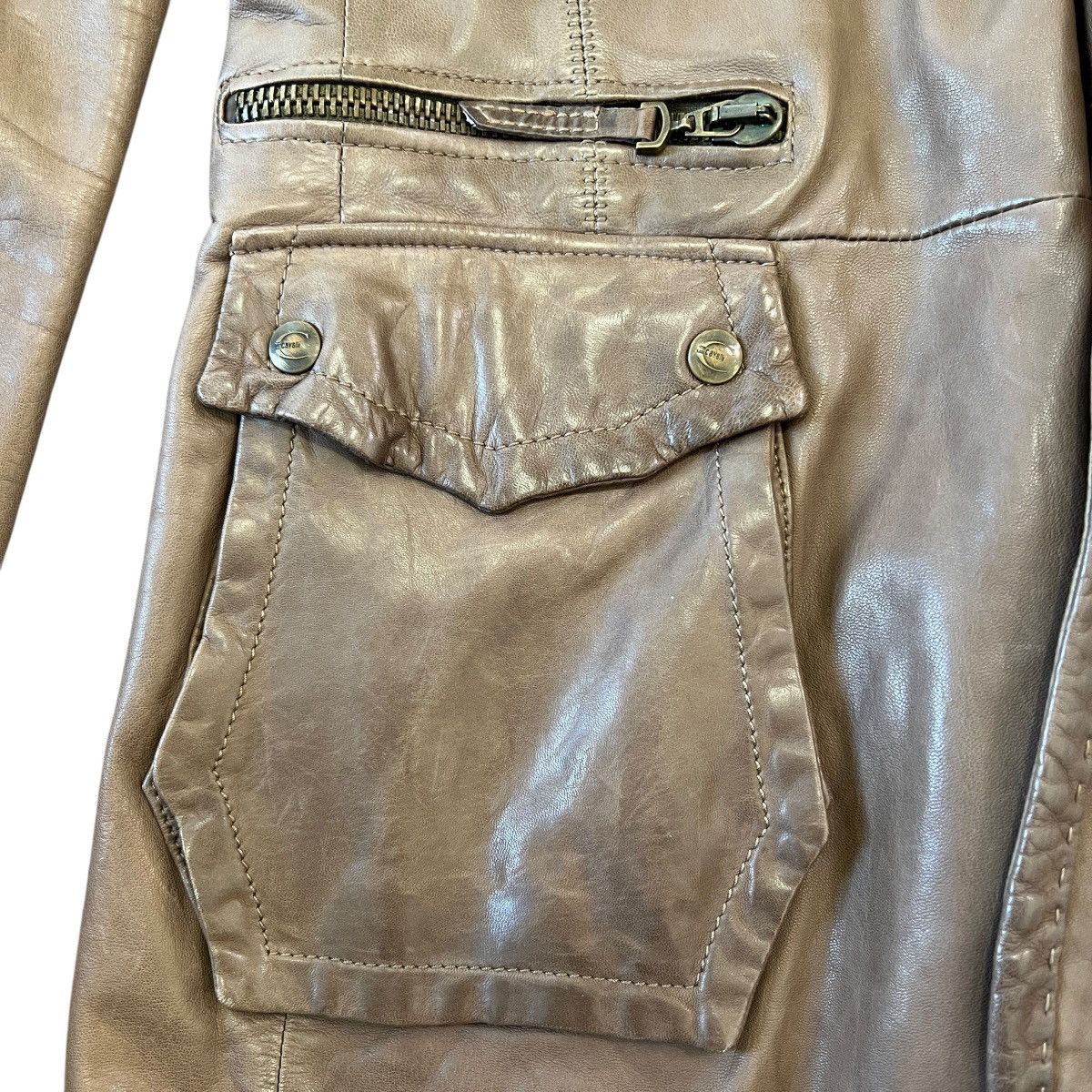 Just Cavalli Just Cavalli Asymmetric Pocket Distressed Leather Jacket Size US L / EU 52-54 / 3 - 5 Thumbnail