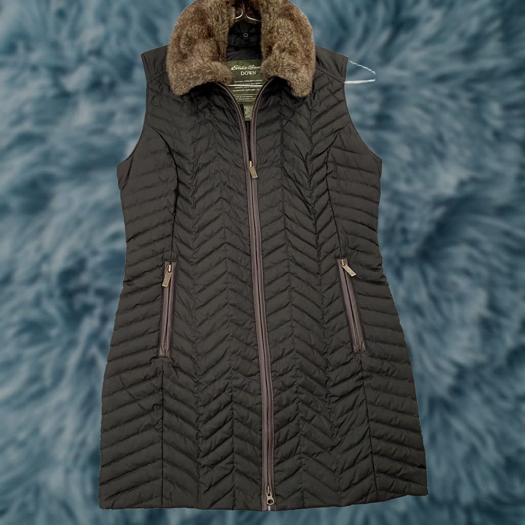 Eddie Bauer Eddie Bauer Jacket Womens Small Black Quilted Goose Down Coat Long Hooded Ladies Size S / US 4 / IT 40 - 1 Thumbnail