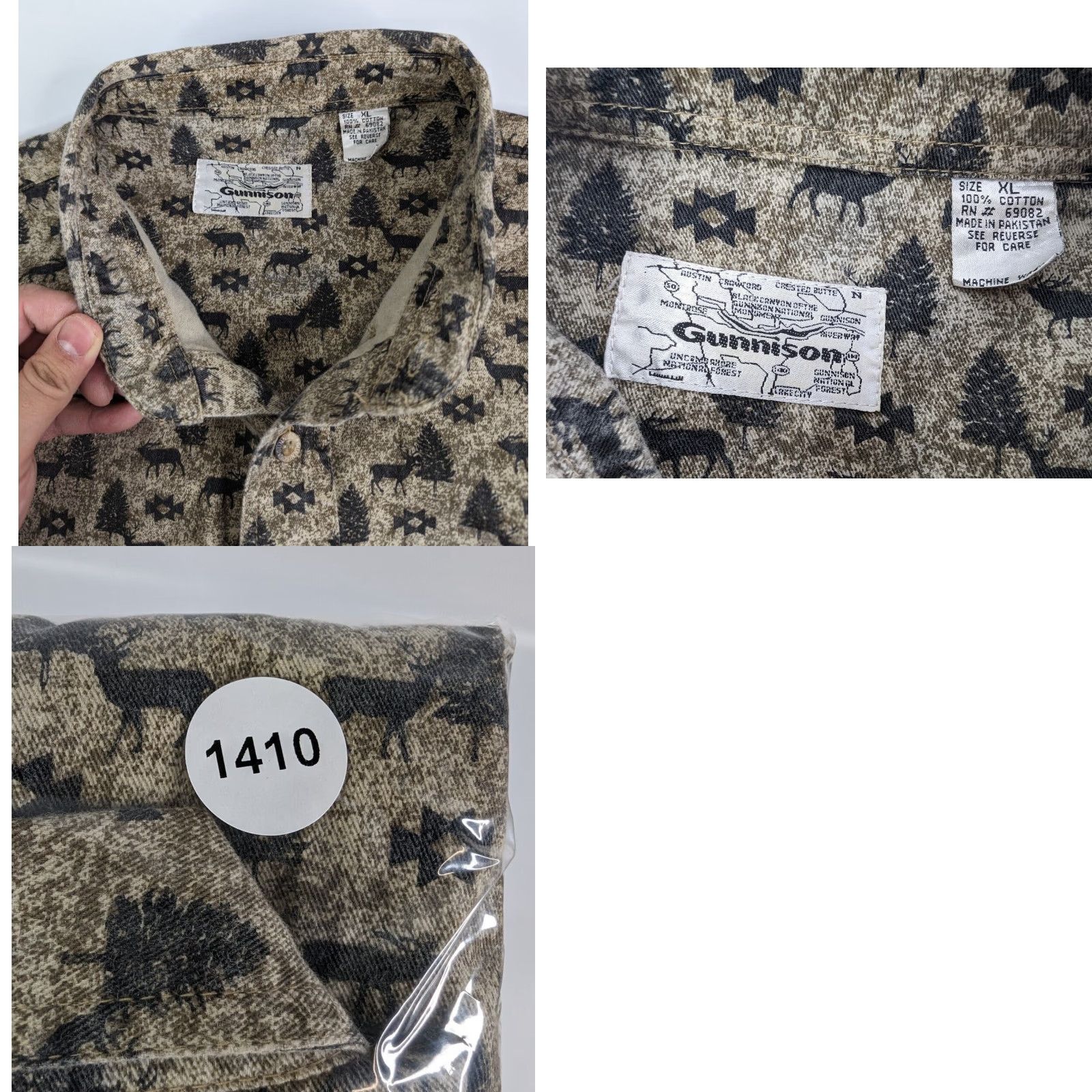 Vintage VINTAGE Rare Gunnison Deer And Tree Long Sleeve Button Down Shirt XL Cotton Beige Men Button-Up Shirts Mens Size US XL / EU 56 / 4 - 8 Thumbnail