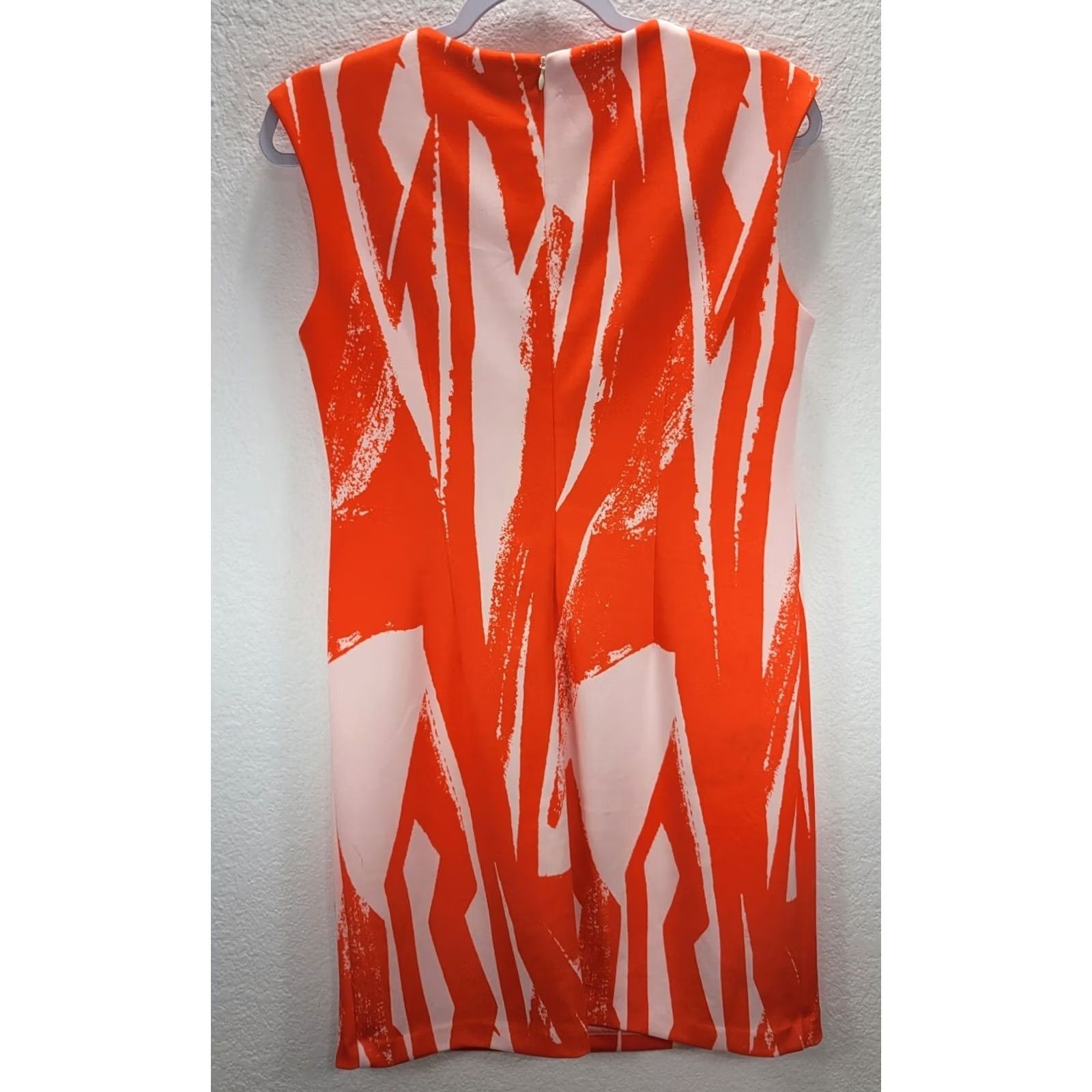 Vintage Sandra Darren Red White Abstract Sheath Mini Dress Sleeveless Zip 10P XS? Size L / US 10 / IT 46 - 6 Thumbnail