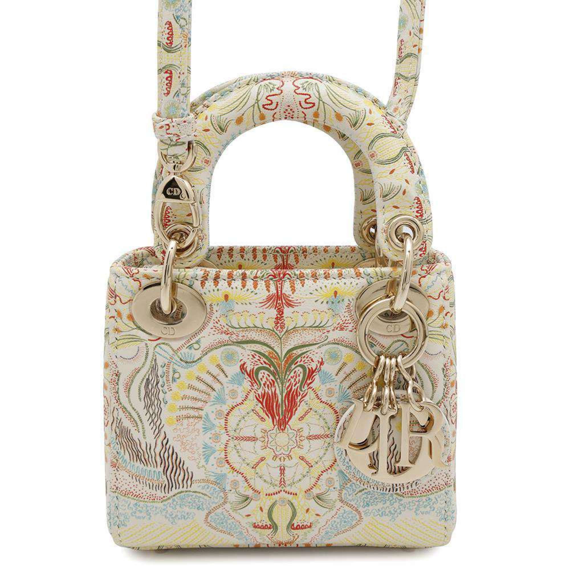 Christian Dior Handbag Lady Micro Leather 2Way Shoulder Bag, Women's