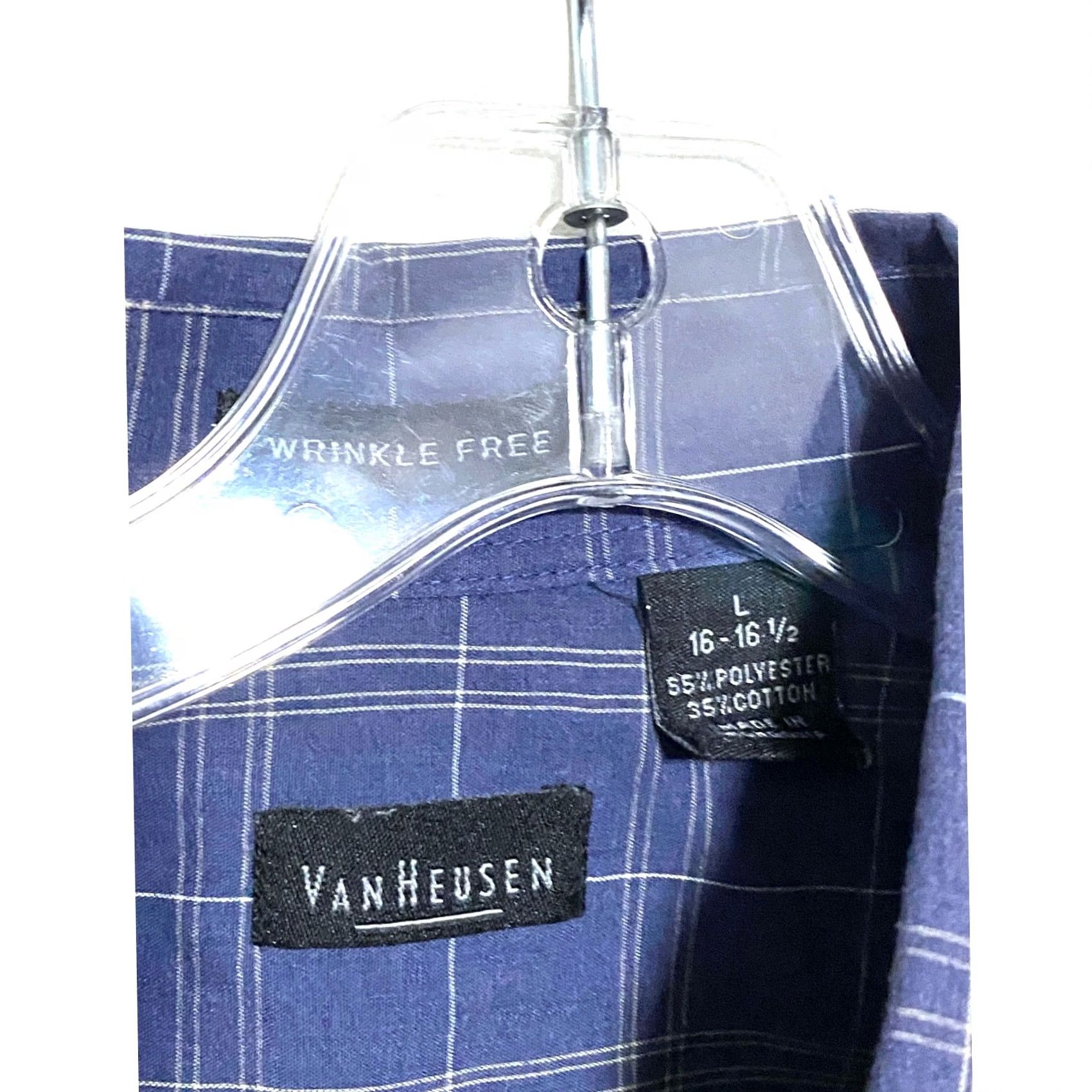 Van Heusen VINTAGE Van Heusen Wrinkle Free Button Dress Shirt Mens L 16-16.5 Plaid Office Preppy Size 42R - 7 Thumbnail