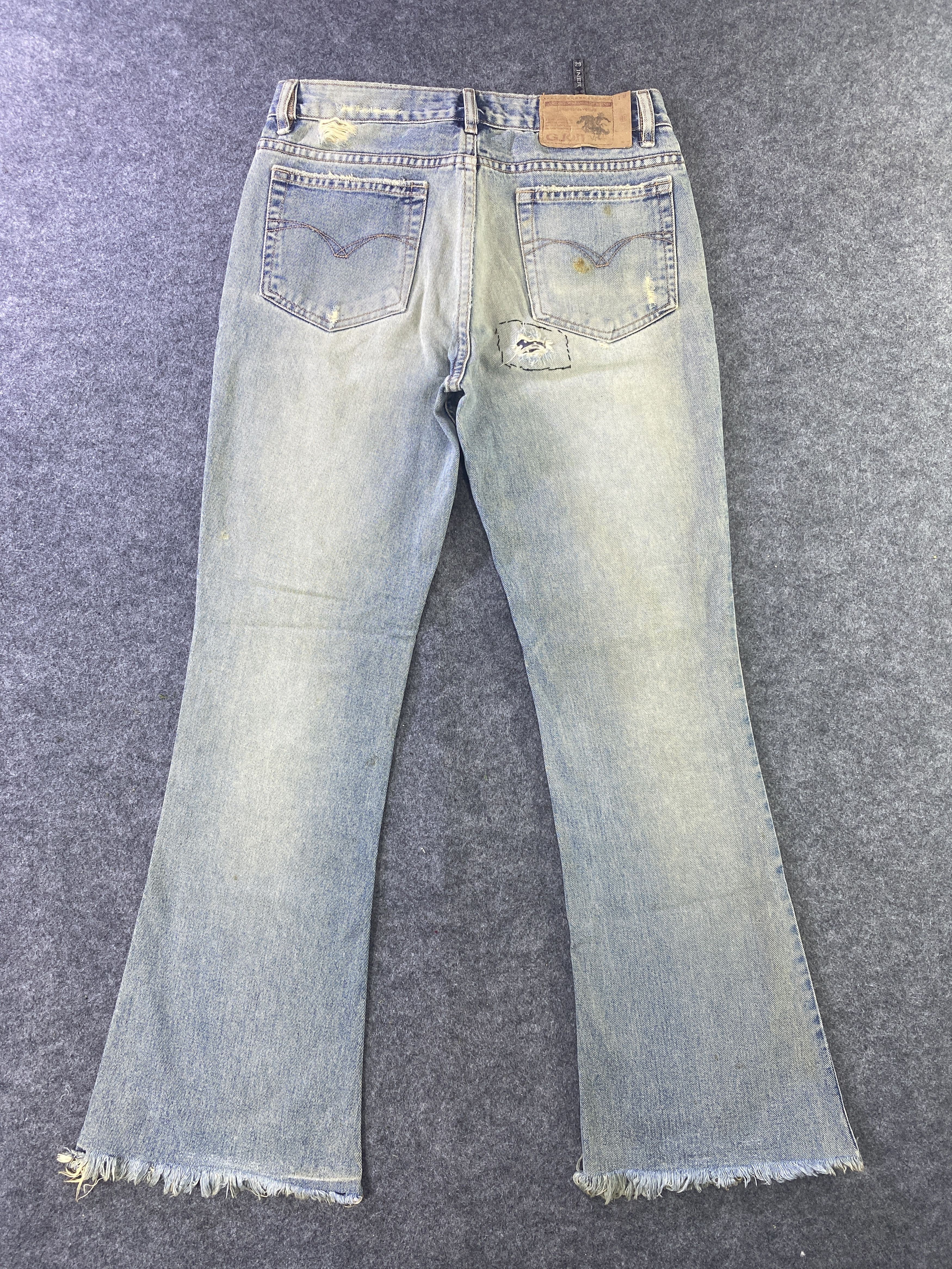 Japanese Brand G Jon Distressed Blue Wash Flare Denim - J945 Size 30" / US 8 / IT 44 - 3 Thumbnail