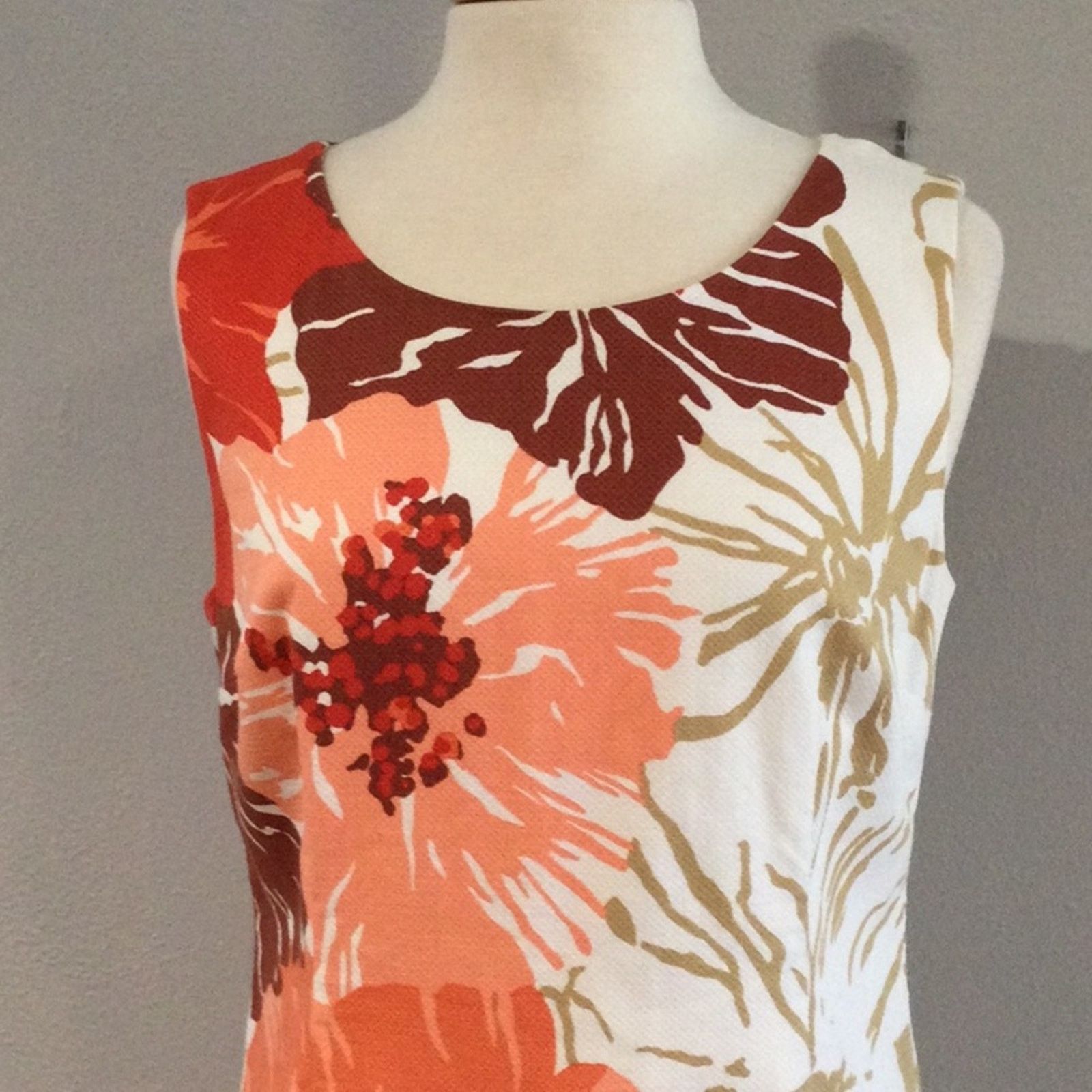 Other Talbots Lined White/Floral Midi Shift Dress Size 12 Size XL / US 12-14 / IT 48-50 - 2 Thumbnail
