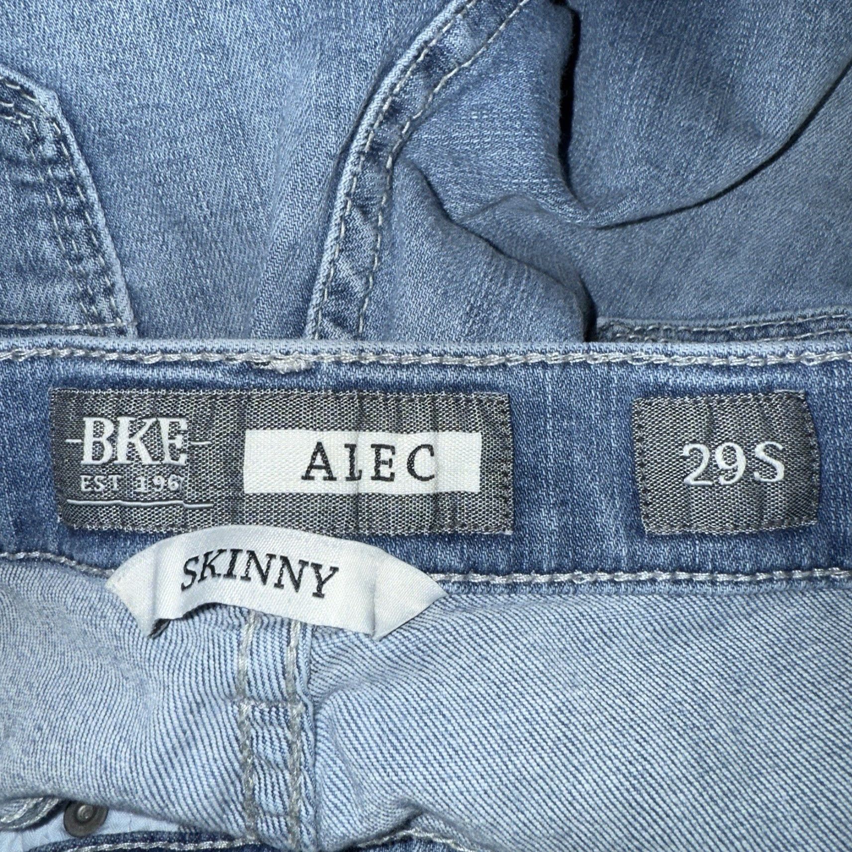 BKE BKE Skinny Alec Jeans Mens 29x30 Blue Cotton Blend Skinny Jeans Regular Fit 30 Inseam Mens Department Denim Style Size US 29 - 4 Thumbnail