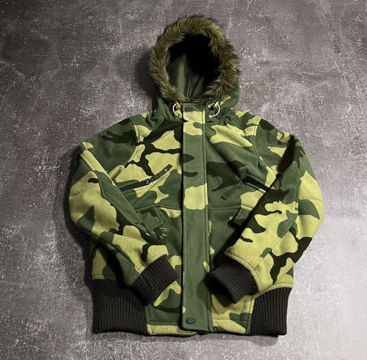 Japanese Brand 00s lgb if six was nine style camo bomber faux fur jacket Size S / US 4 / IT 40 - 1 Thumbnail