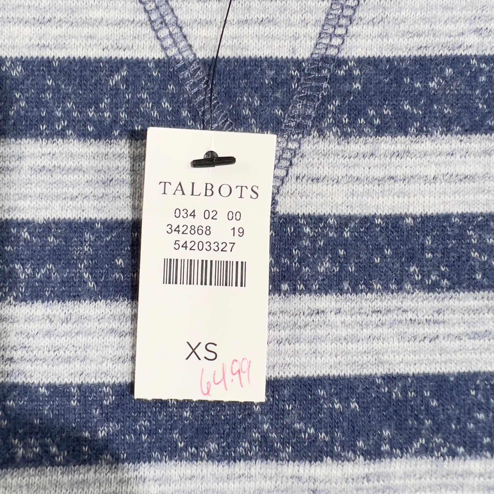 Robert Talbott T by Talbots Sweater Woman XS Boat Neck Blue Grey Stripe Size XS / US 0-2 / IT 36-38 - 2 Thumbnail