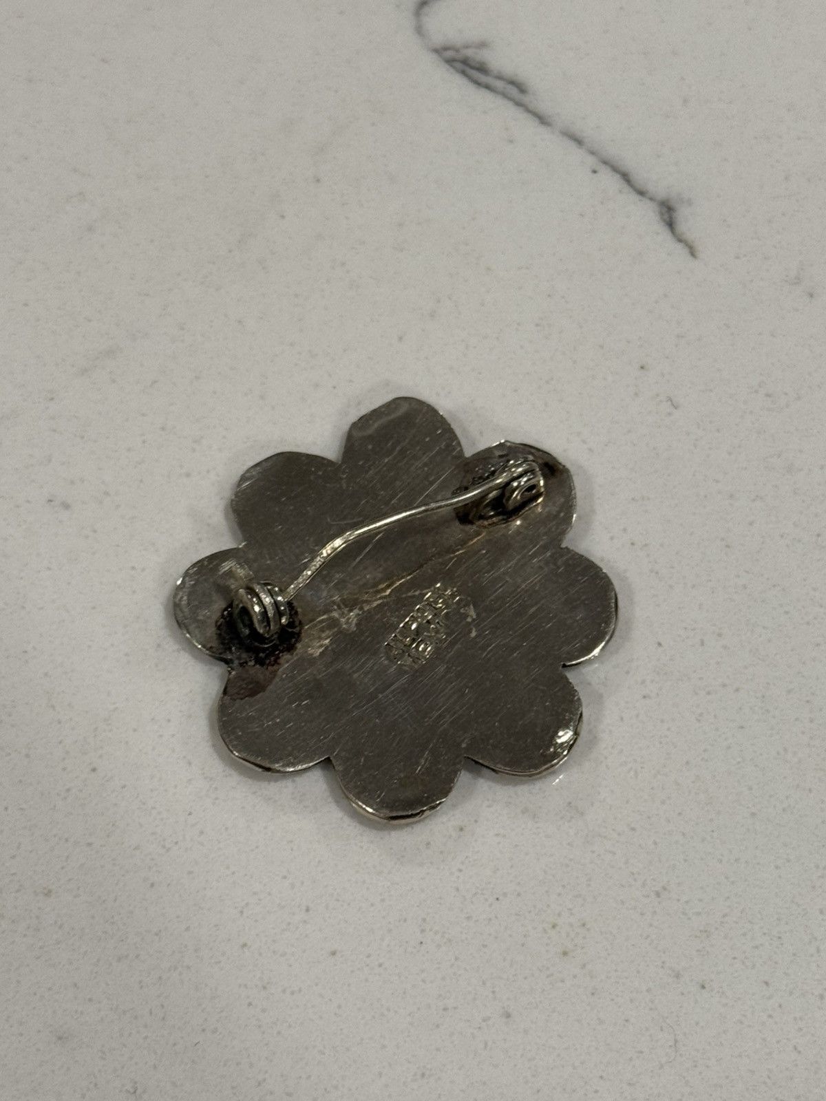 Sterling Silver Vintage Abalone Shell Flower Brooch Mexico Silver Size ONE SIZE - 6 Thumbnail