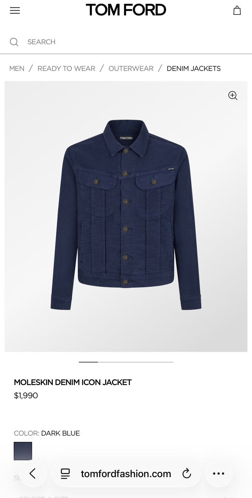 Tom Ford Tom Ford Moleskin Jacket Navy Blue Medium Size US M / EU 48-50 / 2 - 7 Thumbnail