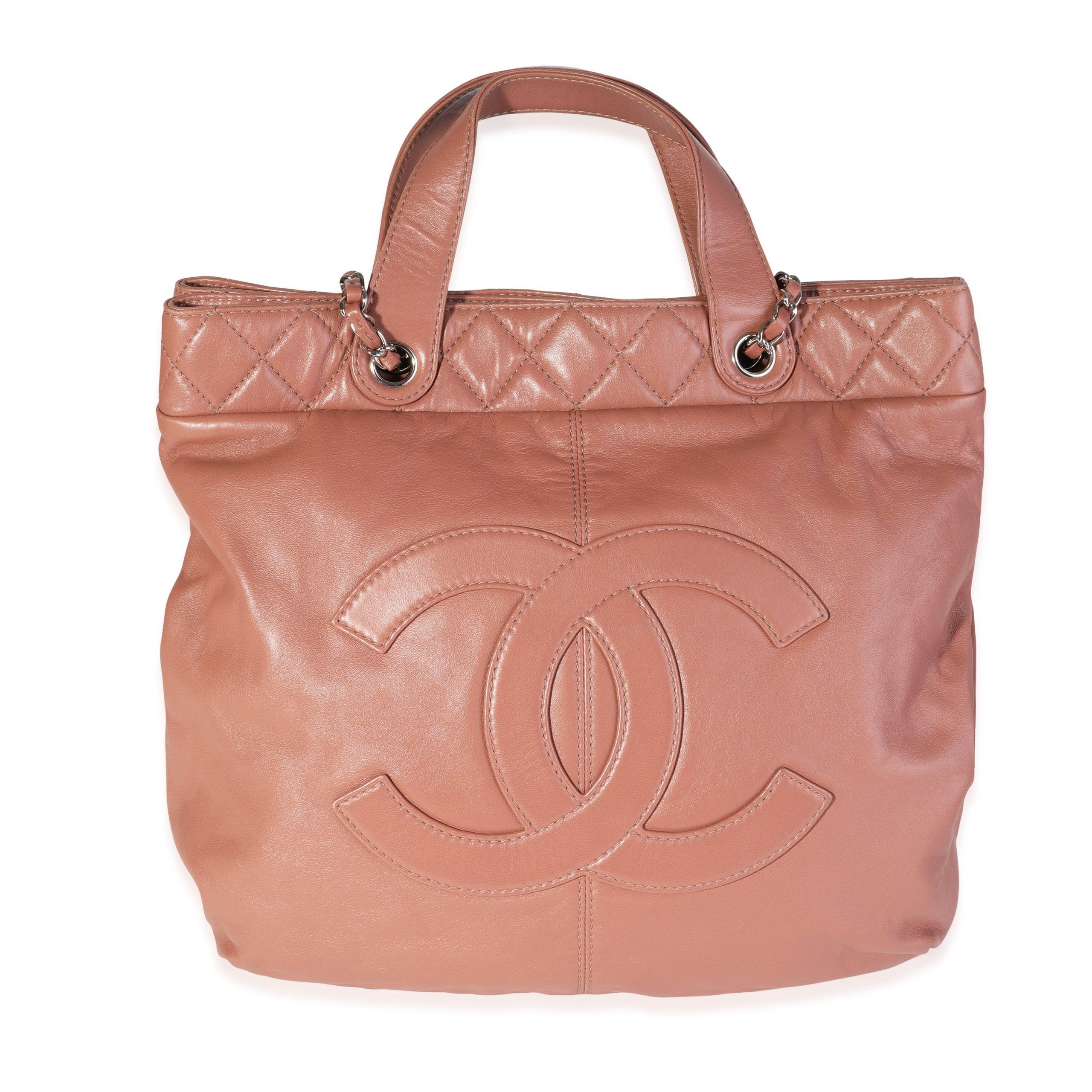 image of Chanel Mauve Quilted Leather Timeless Shopping Bag in Brown, Women's