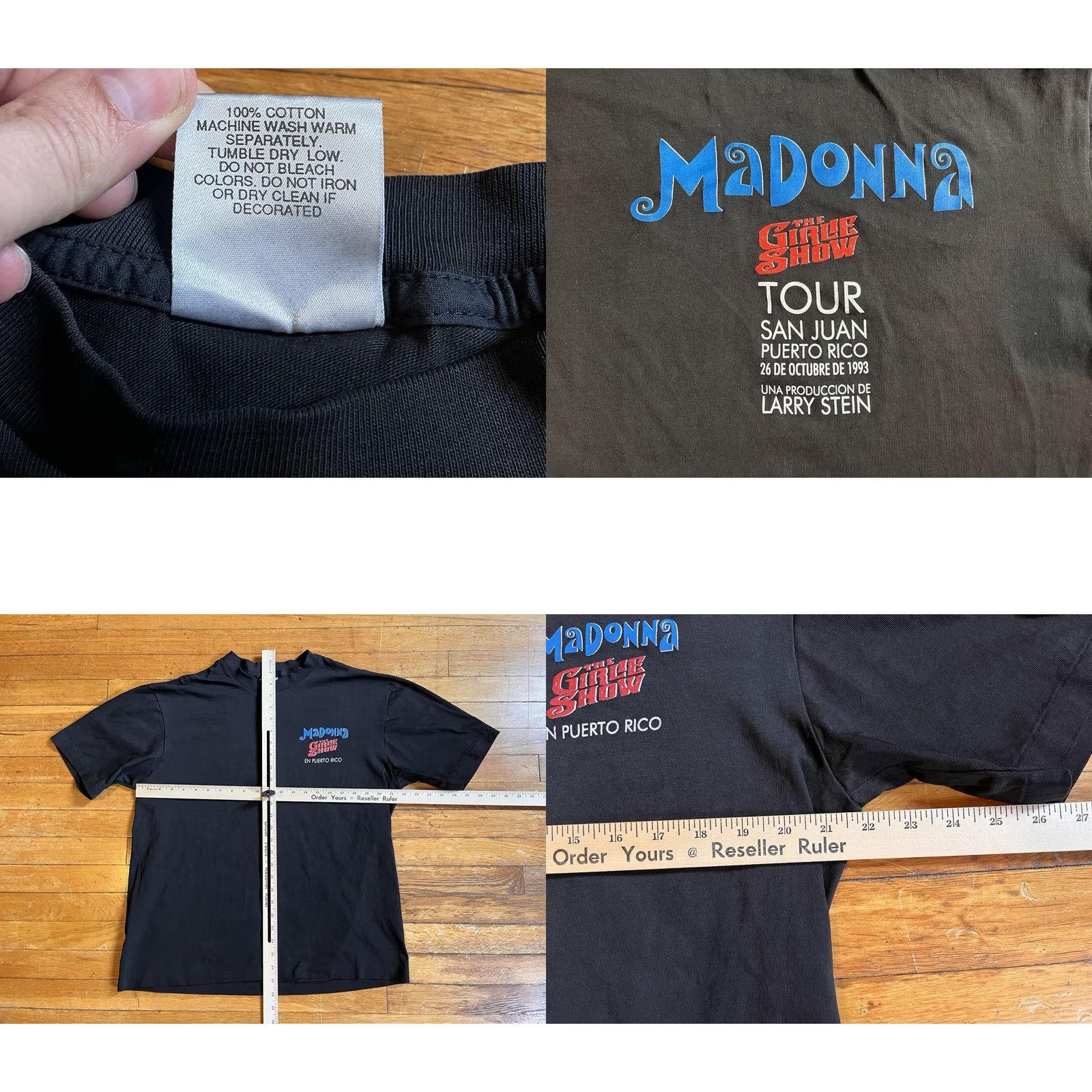 Vintage VINTAGE Madonna Girlie Show Tour Shirt Men's L Black Puerto Rico 1993 DRY ROT Under the Sun T-Shirt Unisex Adults 90s Music City Growth? Size US L / EU 52-54 / 3 - 8 Thumbnail