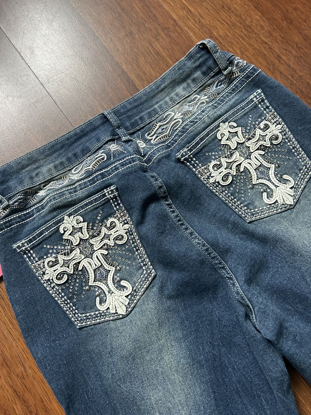 Japanese Brand Vintage Flared Boot Cut Denim Jeans Y2K Streetwear Size 38 Size 28" / US 6 / IT 42 - 6 Thumbnail