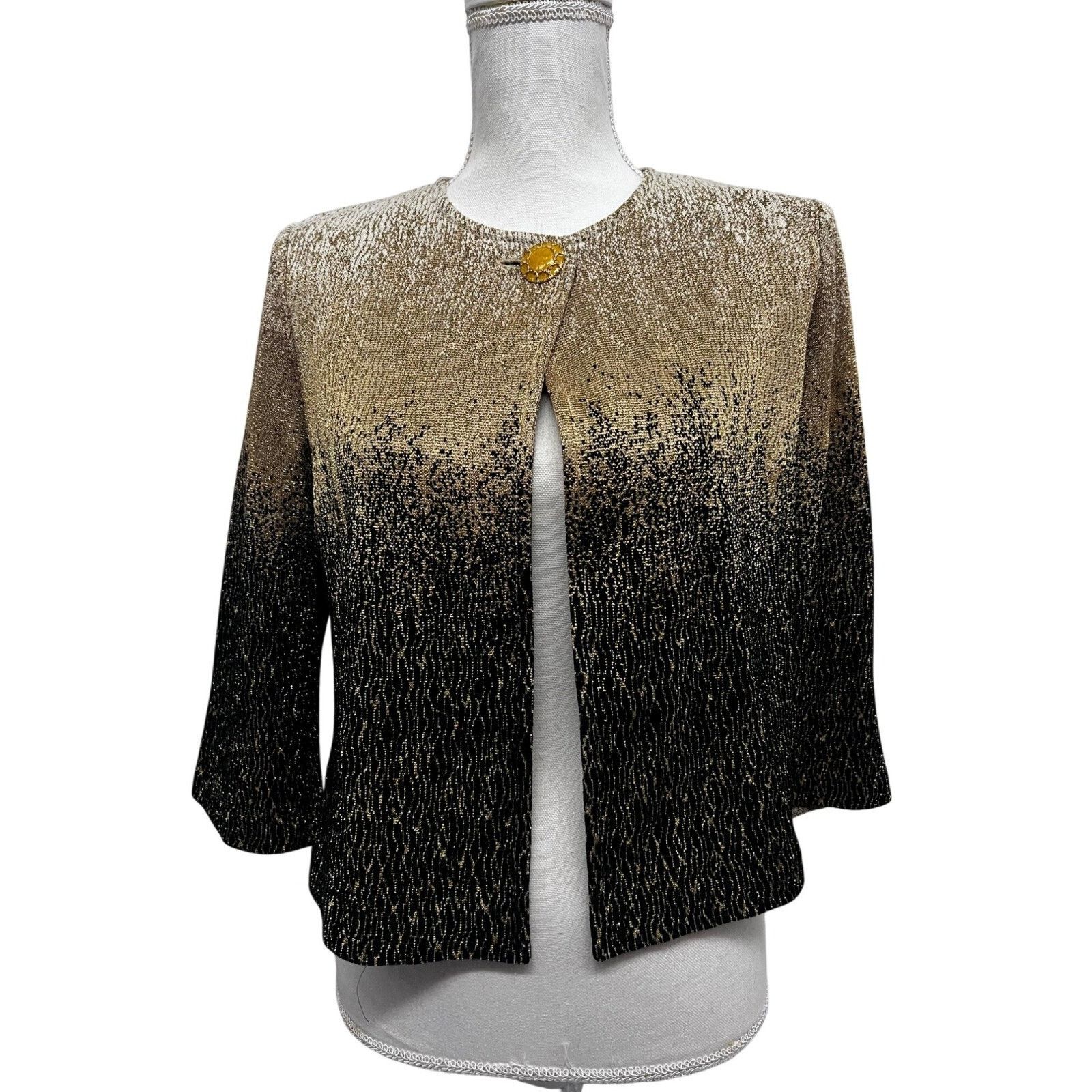 St. John St. John Vintage Metallic Float Knit Button Up Crop Jacket 4 Size S / US 4 / IT 40 - 1 Thumbnail
