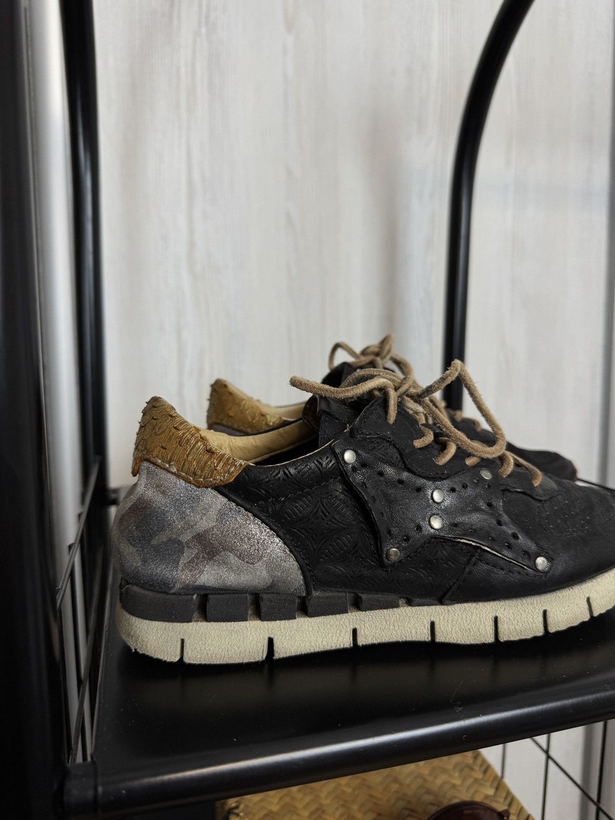 A.S.98 A.S. 98 black leather camo backside sneakers Size US 6.5 / IT 36.5 - 3 Thumbnail