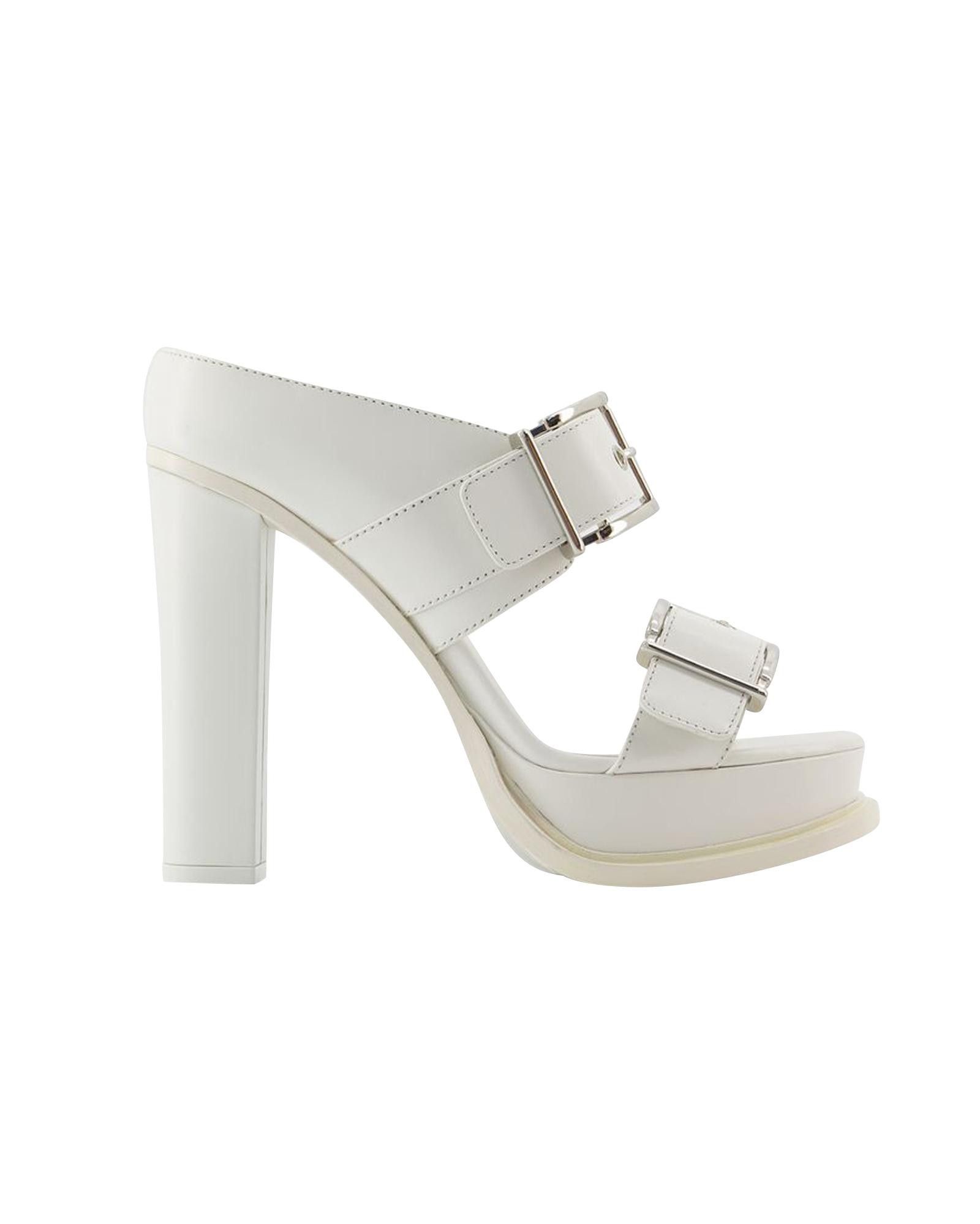 image of Alexander Mcqueen Ivory/silver Leather Sandals With 10 Cm Heel Shoes, Women's (Size 9)