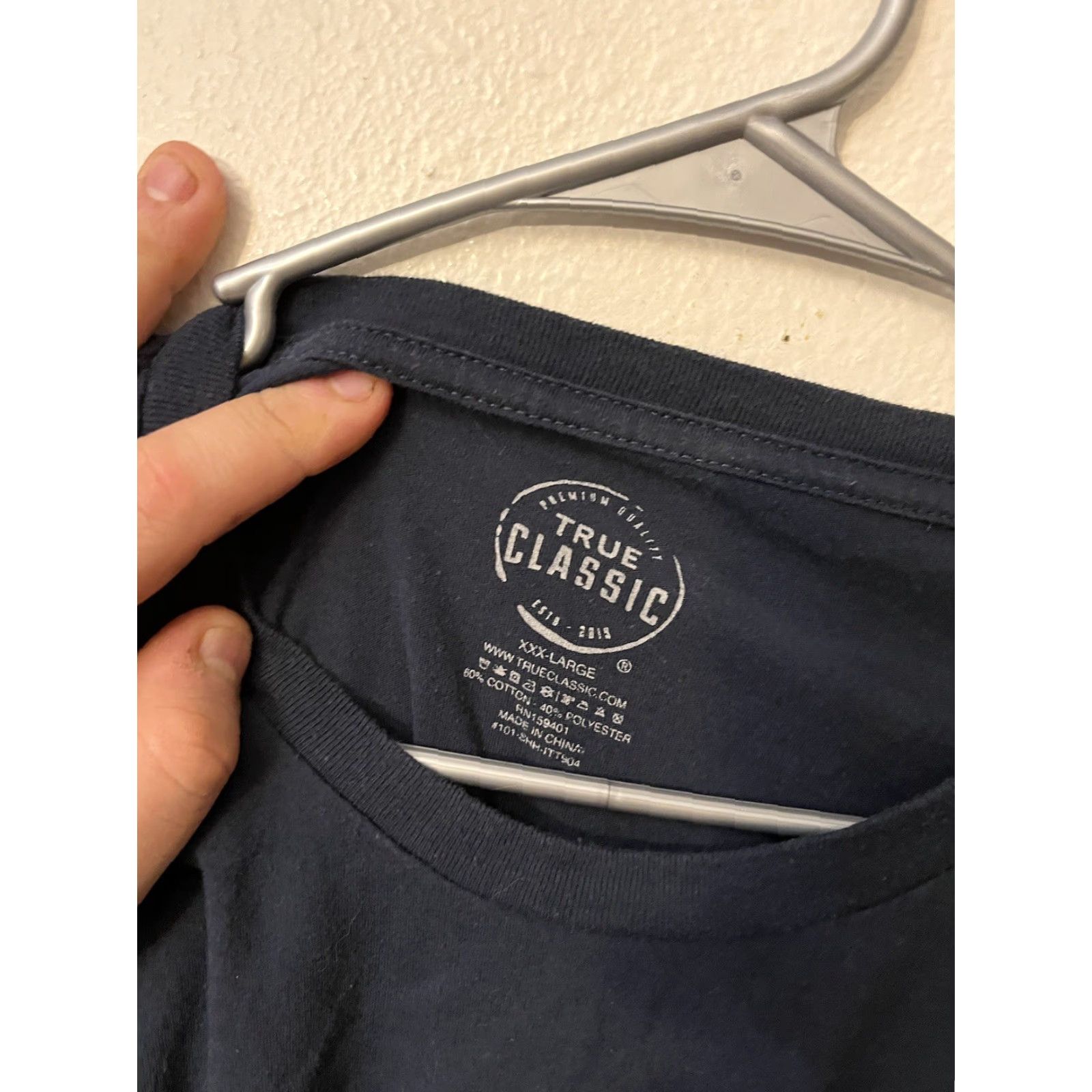 Vintage True Classic Shirt Mens 3XL Navy Blue Short Sleeve Crew Neck Stretch Solid T-Shirt Size US XXL / EU 58 / 5 - 2 Thumbnail