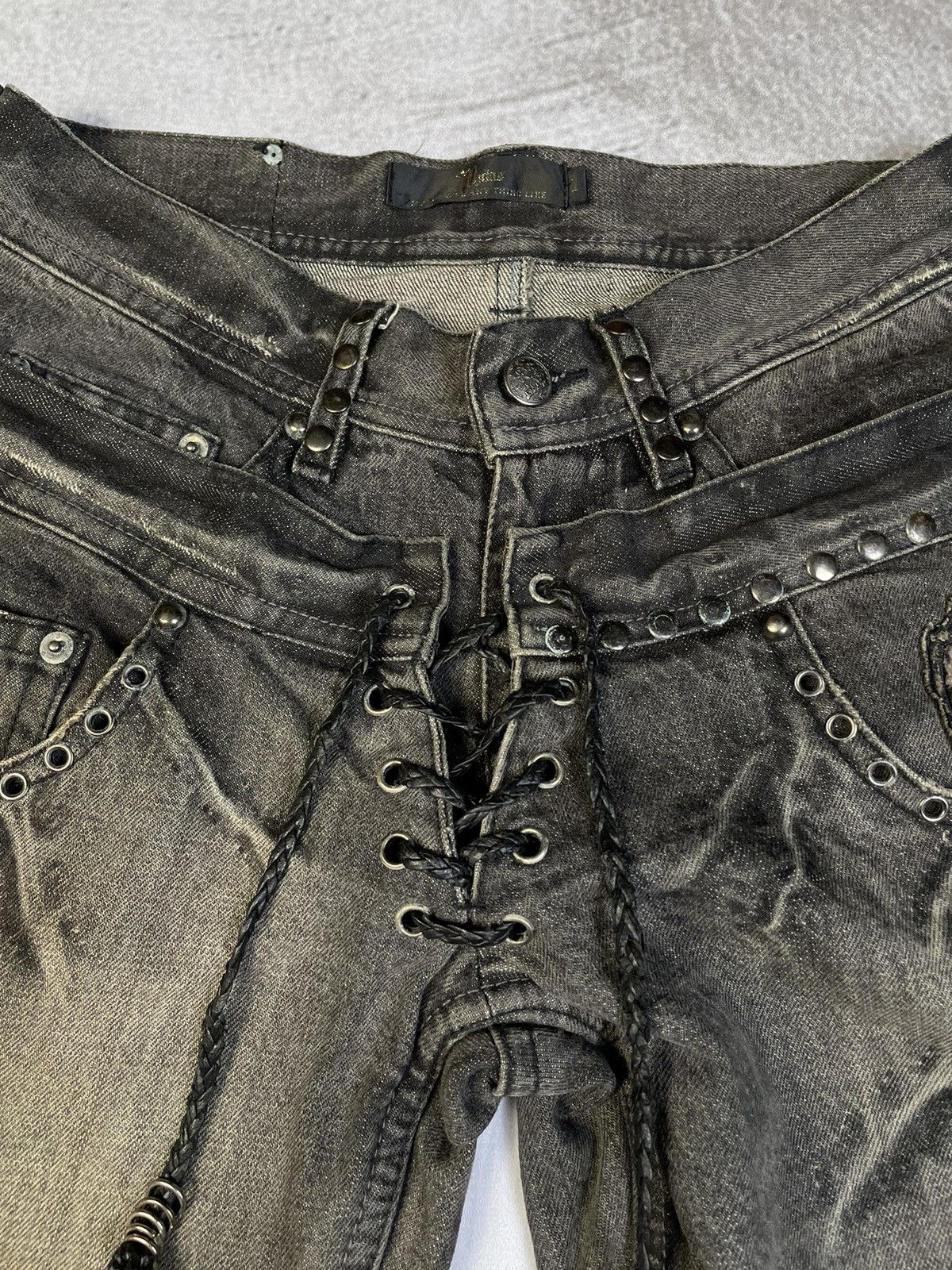 Tornado Mart 2000s Midas Vkei Style Lace Up Double Waist Flare Jeans Size US 29 - 8 Thumbnail