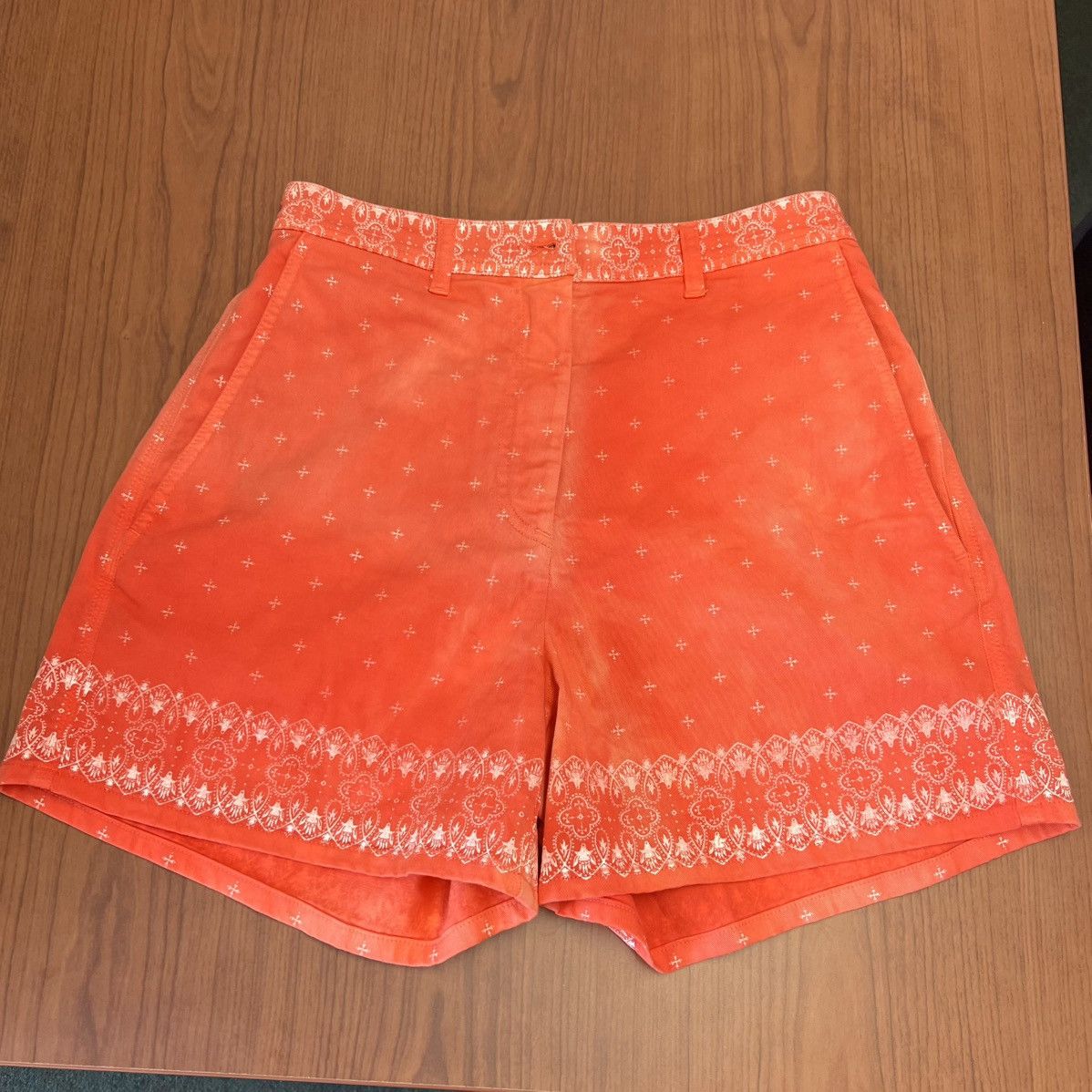 Maison Margiela MM6 Maison Martin Margiela Orange Patterned Shorts Italy Size 28" / US 6 / IT 42 - 3 Thumbnail