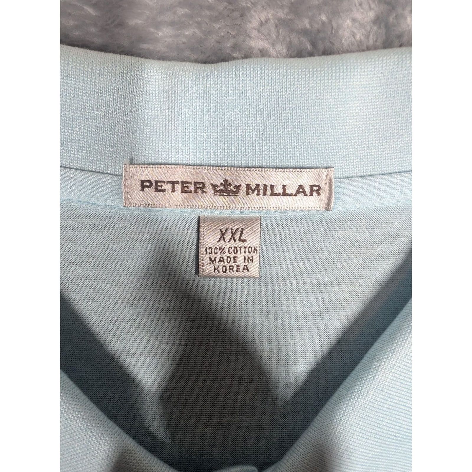 Peter Millar Peter Millar Polo Shirt Mens 2XL Blue Solid 100% Cotton Knit Casual Golf Shirt Size US XXL / EU 58 / 5 - 4 Thumbnail