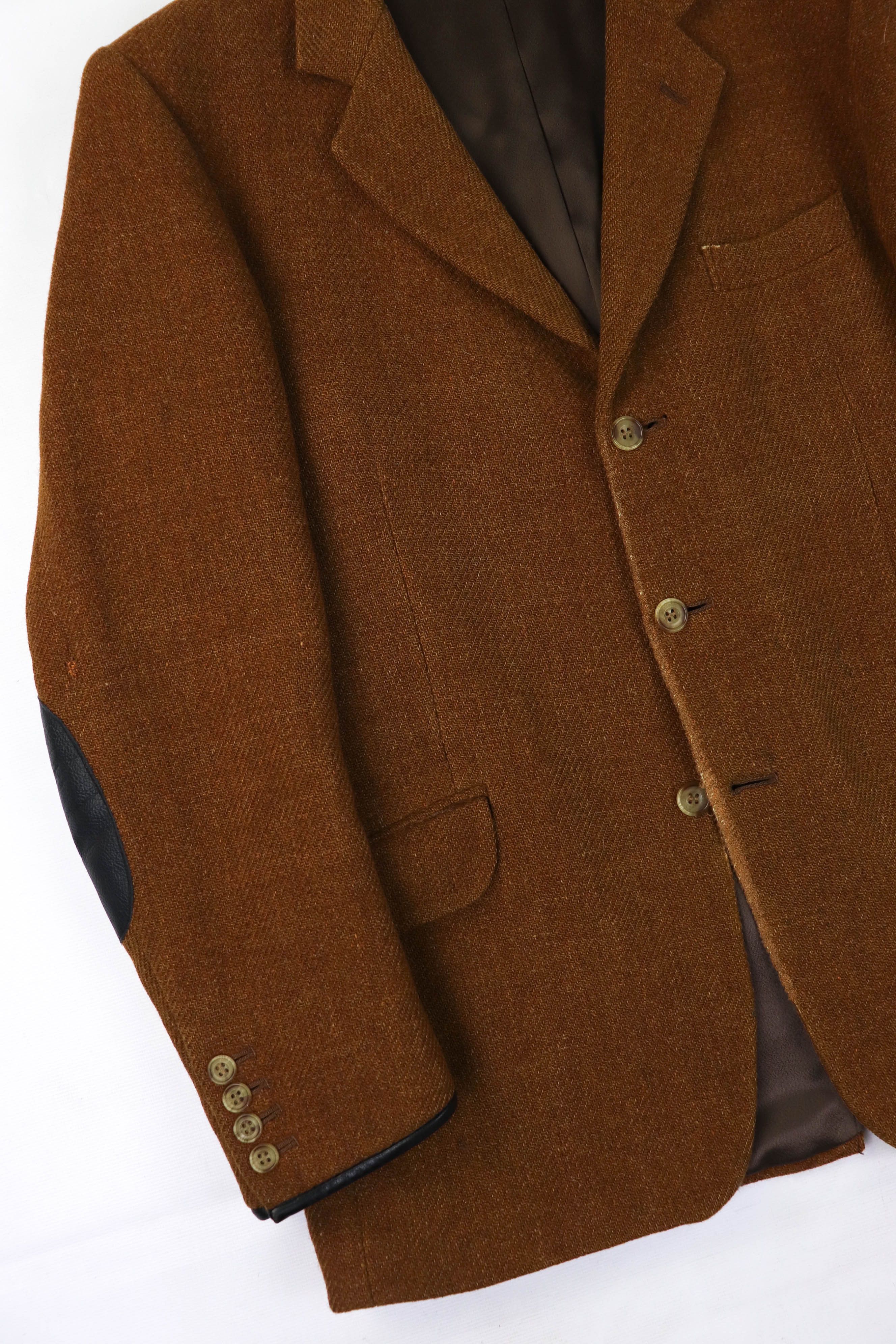 Hackett HACKETT England Made Leather Patches Distressed Tweed Blazer Size US M / EU 48-50 / 2 - 6 Thumbnail