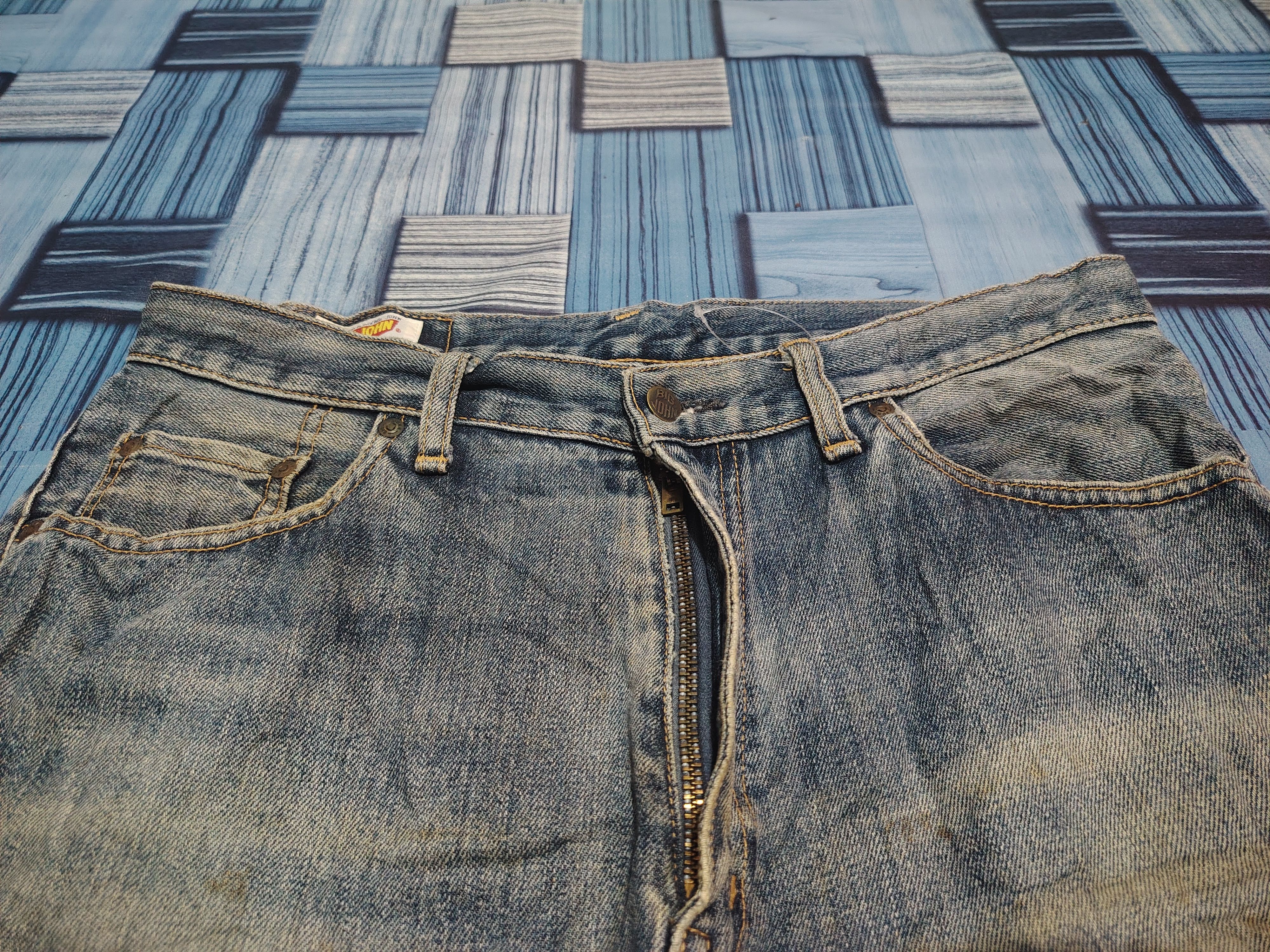 Big John Japanese Big John Distressed Jeans Baggy Style Size US 33 - 8 Thumbnail