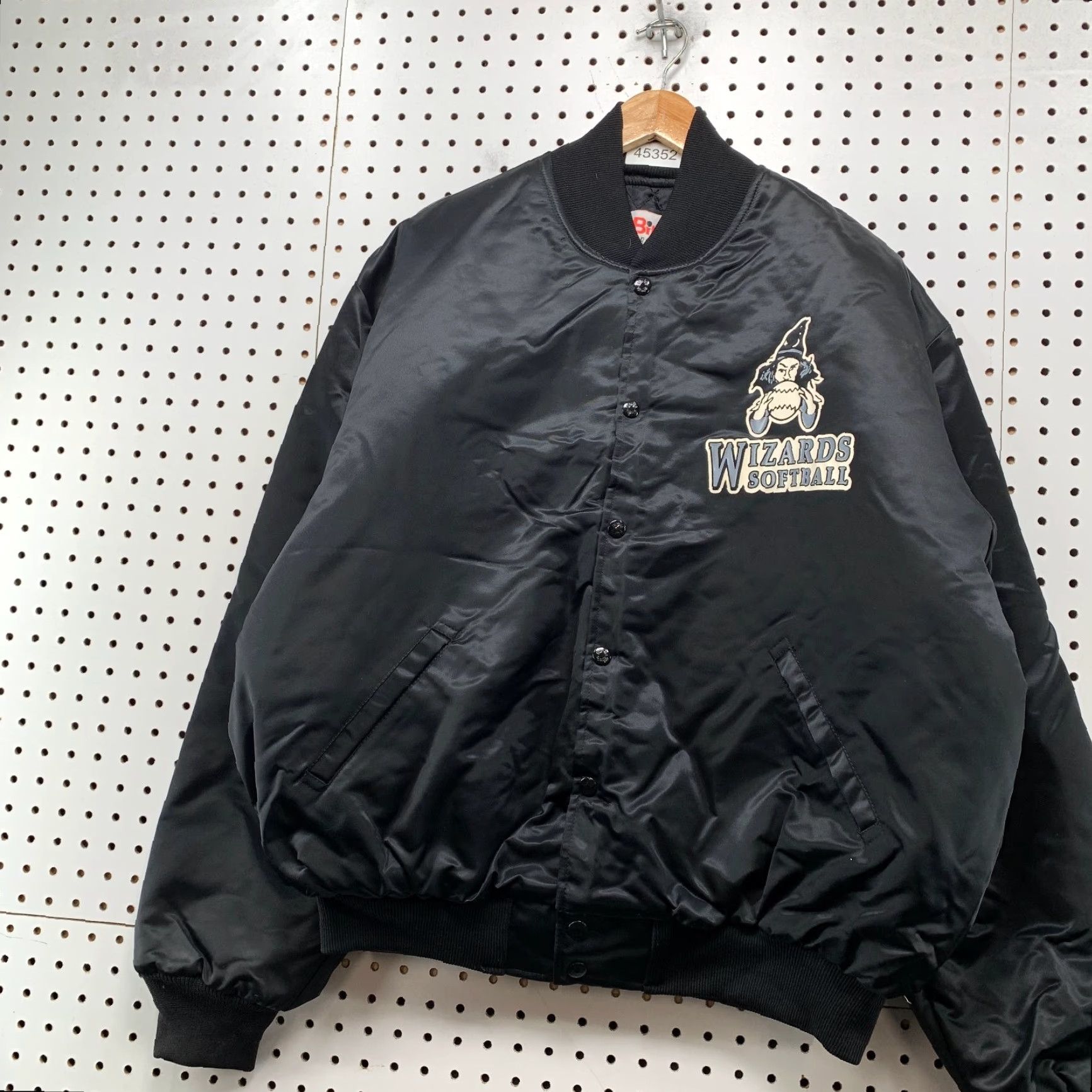 Vintage VINTAGE Birdie Wizards Softball Satin Jacket Mens XL Black 90s Snap Made USA Size US XL / EU 56 / 4 - 3 Thumbnail