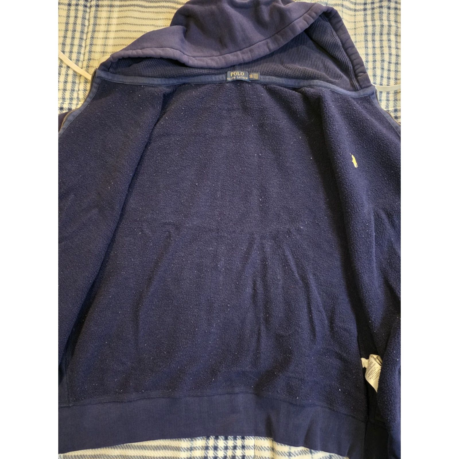 Polo Ralph Lauren VINTAGE Polo Ralph Lauren Hoodie Shirt Navy Blue 2XL Mens Full Zip Waffle Knit Lined Embroidered Logo Zip Pockets Heavyweight Casual Preppy Brands Size US XXL / EU 58 / 5 - 3 Thumbnail