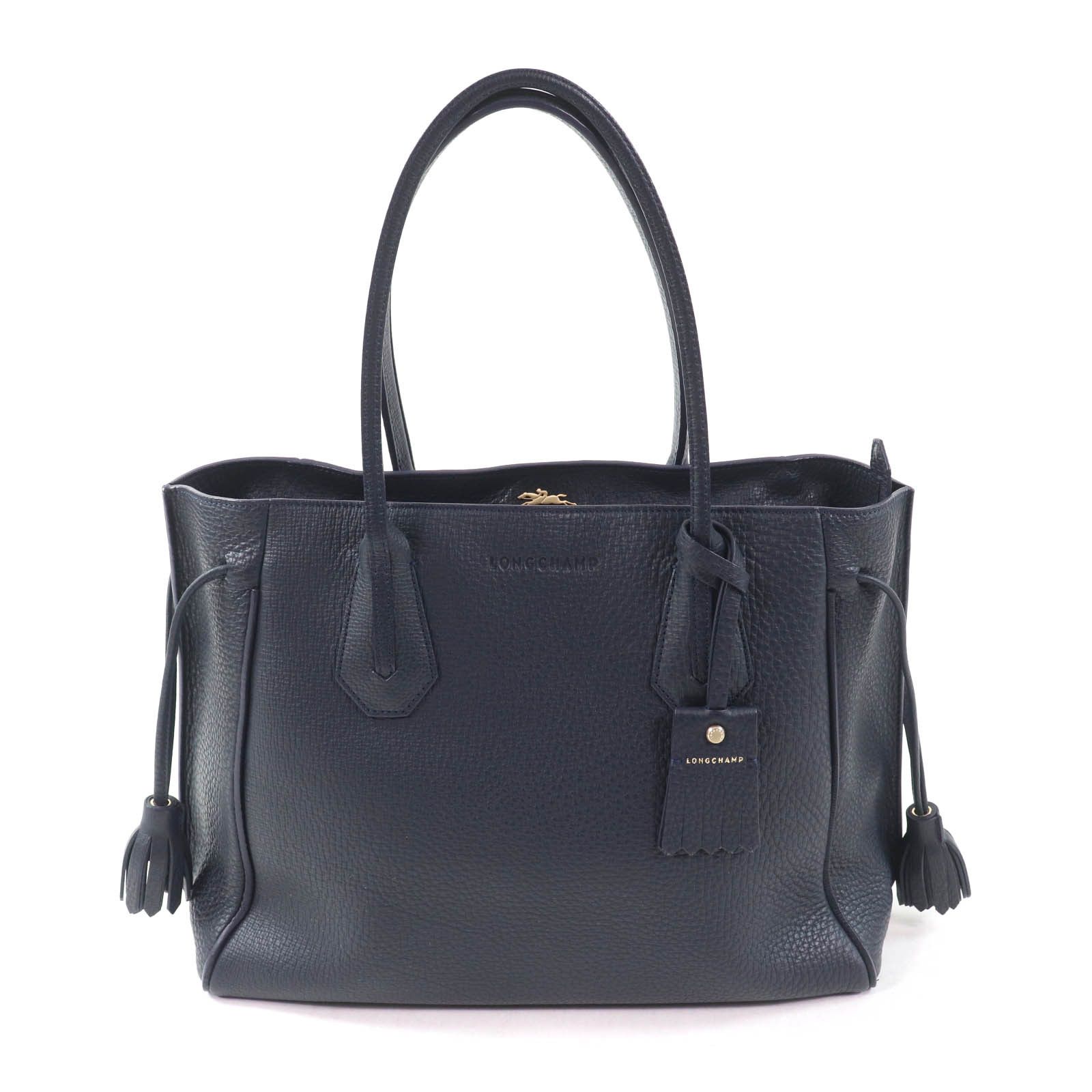 Longchamp Longchamp Penelope Charm Logo Engraving Leather Tote Bag Leather Tote Bag 1297843606 in Blue, Women's