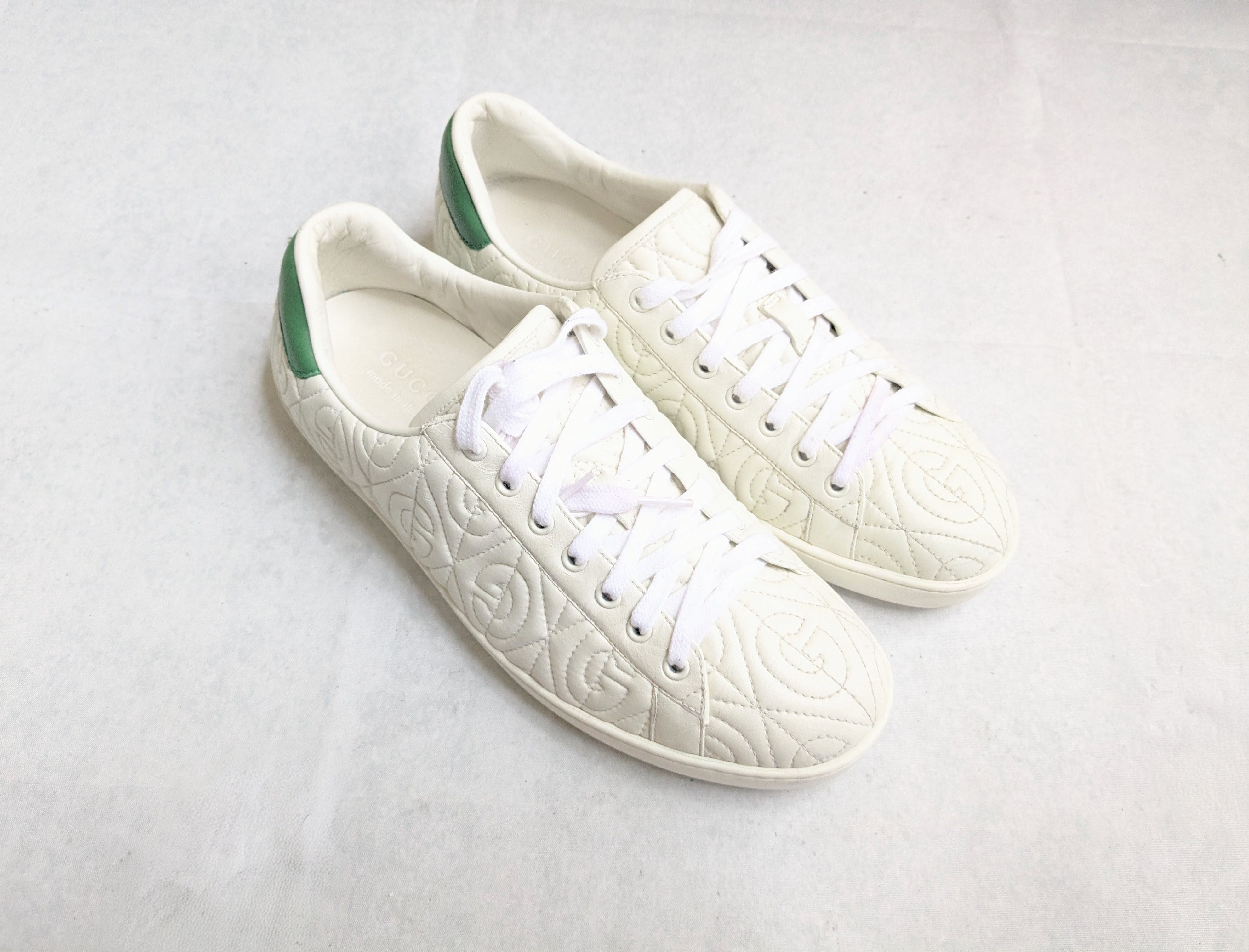 Gucci Gucci Ace Sneakers Rhombus White Green 9.5 Leather Size US 9.5 / EU 42-43 - 5 Thumbnail