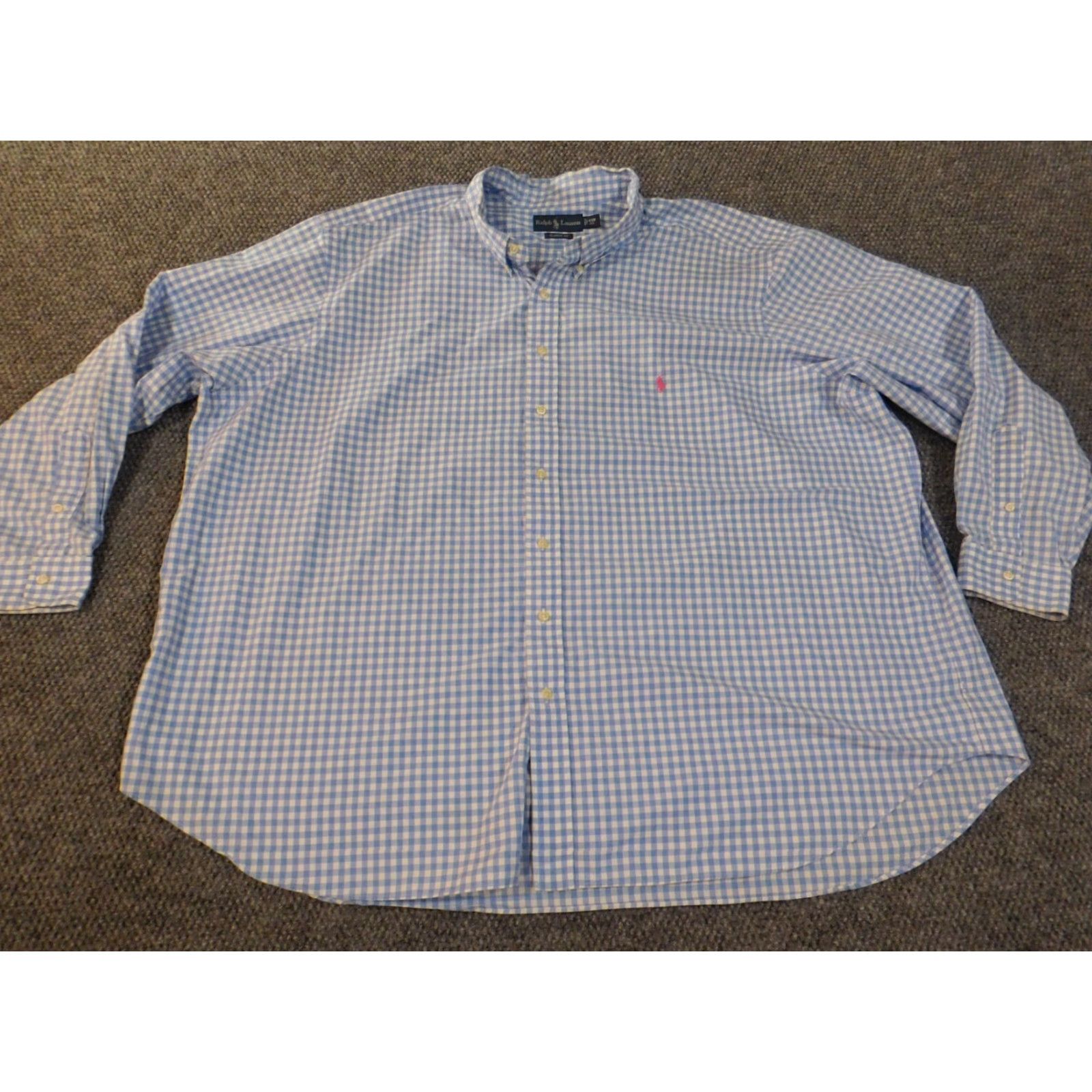 Ralph Lauren Ralph Lauren Shirt Mens Big 4X Blue Plaid Button-Up Casual Collared Knit Cotton Long Sleeve American Pony Button-Down Pocketed Size US XXL / EU 58 / 5 - 6 Thumbnail