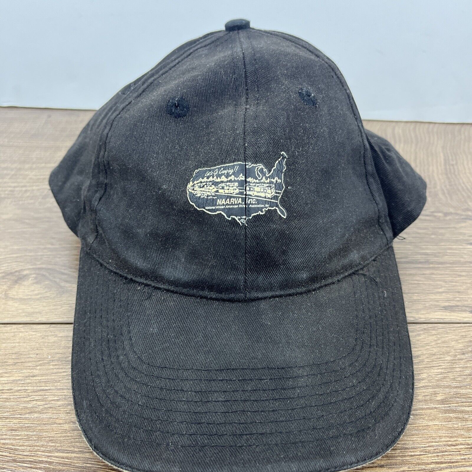 Other NAARVA Inc Hat Lets Go Camping Black Hat Adjustable Adult Si Size ONE SIZE - 4 Thumbnail