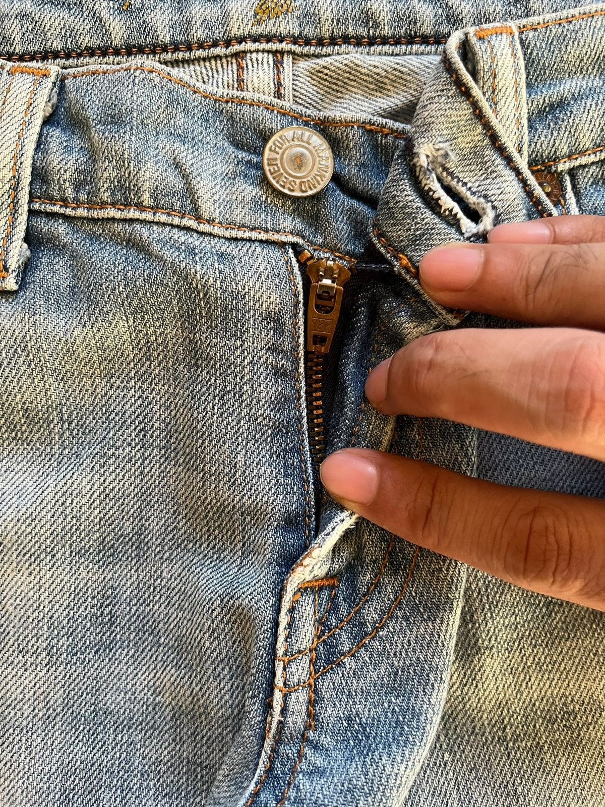 7 For All Mankind Vintage 7 For All Mankind Faded Wash Distressed Flare Jeans Size 29" - 3 Thumbnail