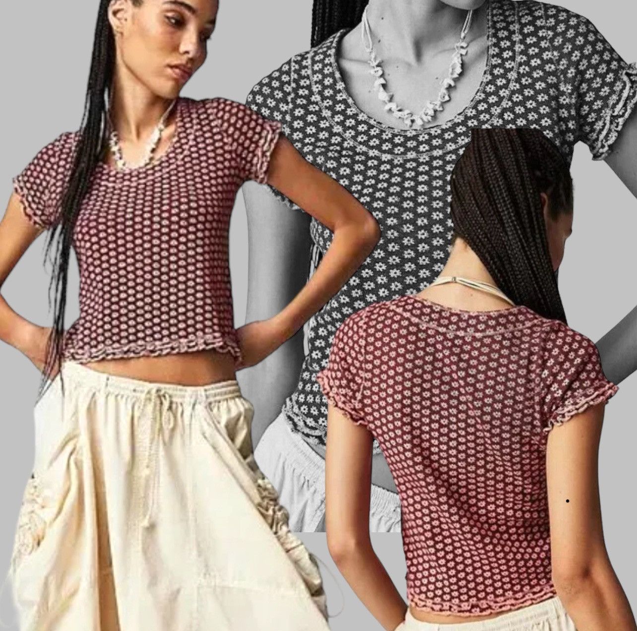 Free People Free People Garner Knit Womens Top Blouse Pattern Sz XS Size XS / US 0-2 / IT 36-38 - 2 Thumbnail