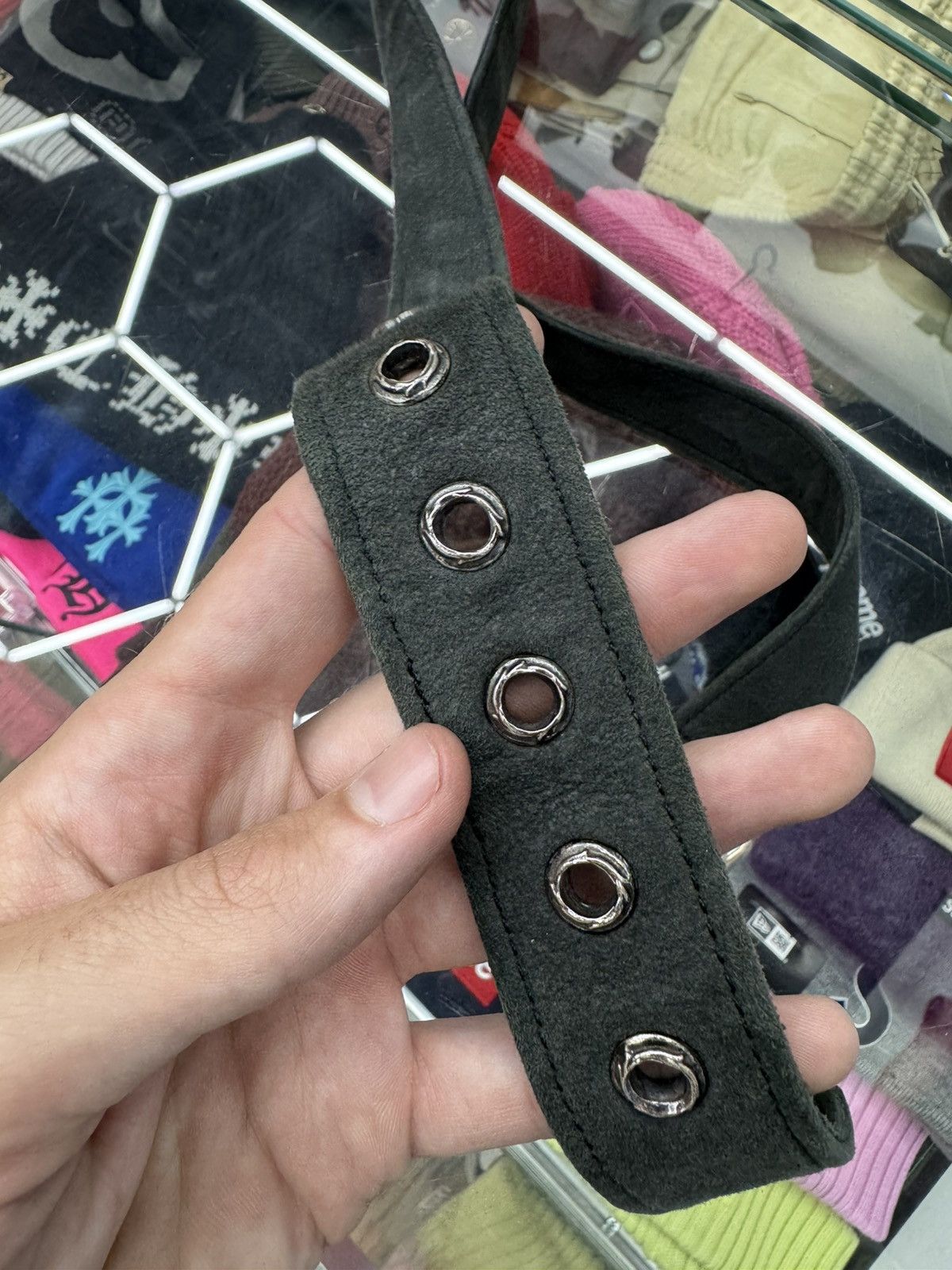 Chrome Hearts Chrome Hearts Grey Suede Roller Belt Size 32 - 6 Thumbnail