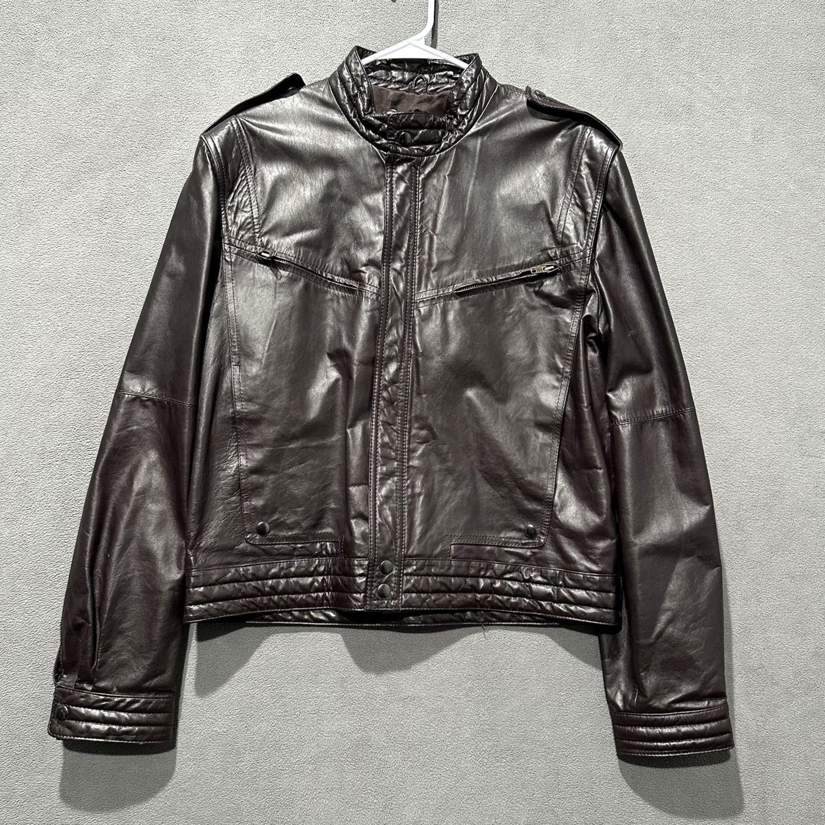 Vintage VINTAGE Chess King Leather Jacket Mens 44 Brown Bomber Cafe Racer Biker GUC Shirt Mens 44 Brown 90s Themes Mens Size US S / EU 44-46 / 1 - 2 Thumbnail