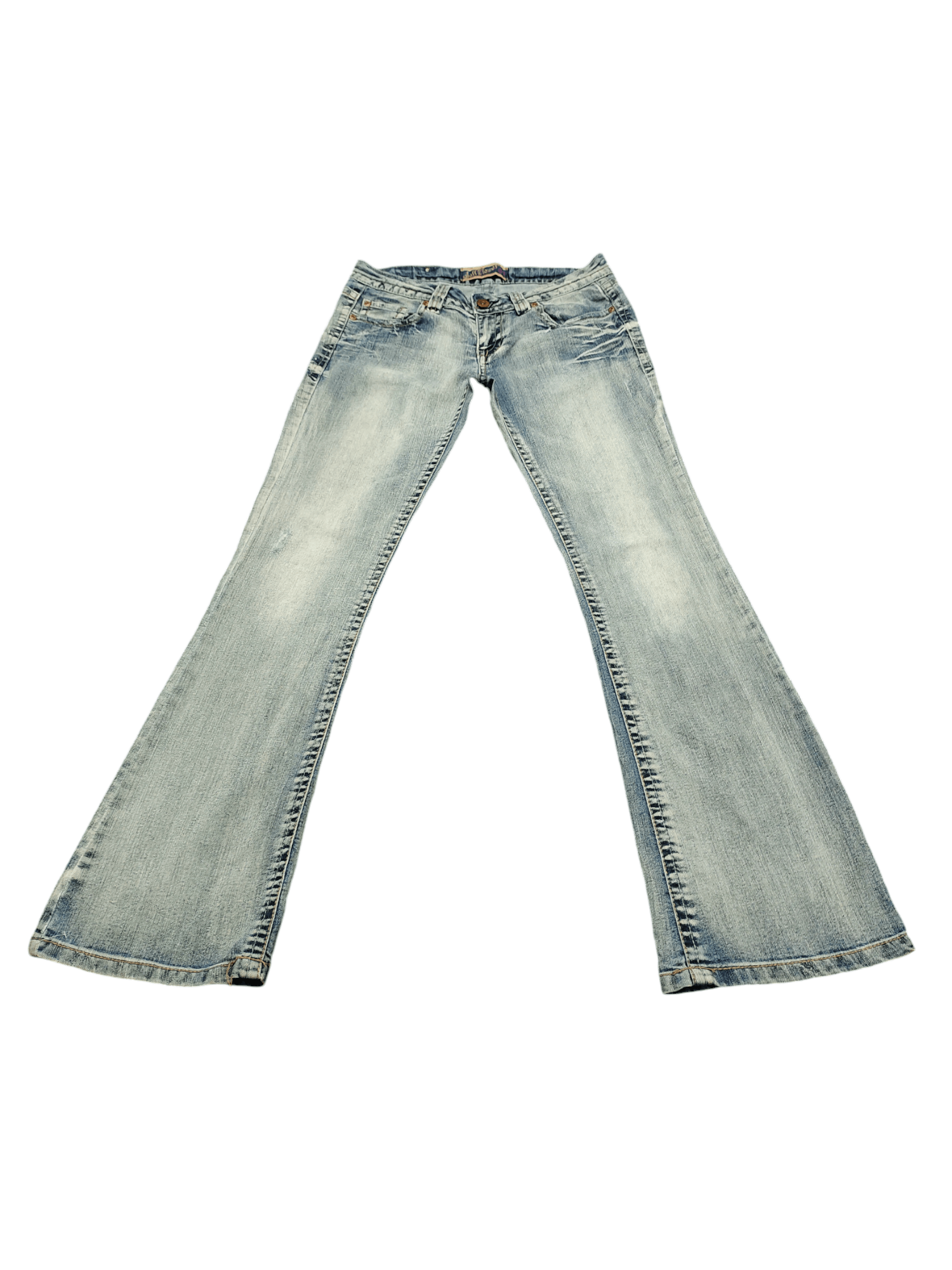 If Six Was Nine Flare Jeans Wallflower Clawmark Faded Denim Bootcut Low Rise Size US 30 / EU 46 - 3 Thumbnail