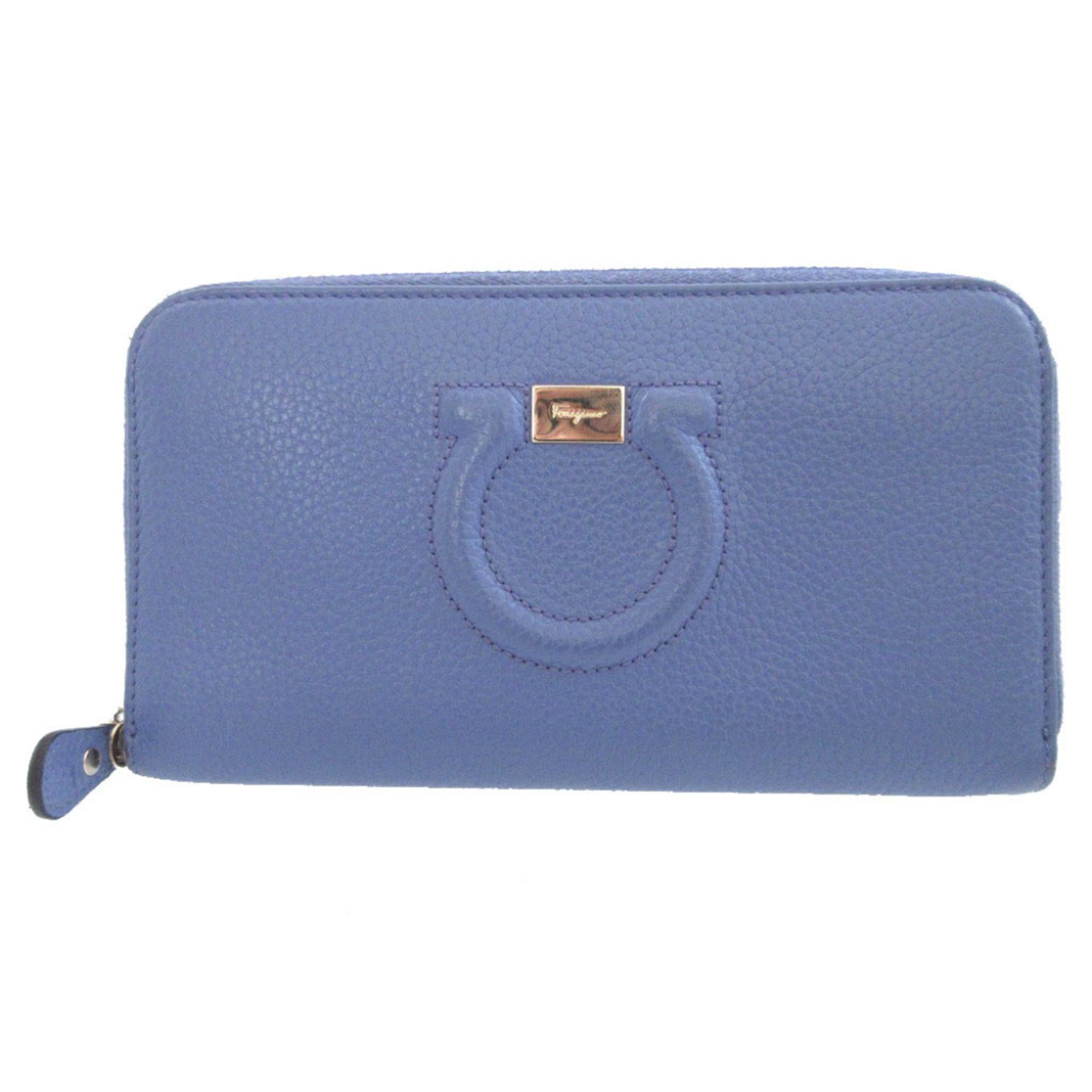 Salvatore Ferragamo Excellent condition Salvatore Ferragamo Gancini 22C843 Leather Purple Round Zip Long Wallet 0858Salvatore Size ONE SIZE - 1 Thumbnail