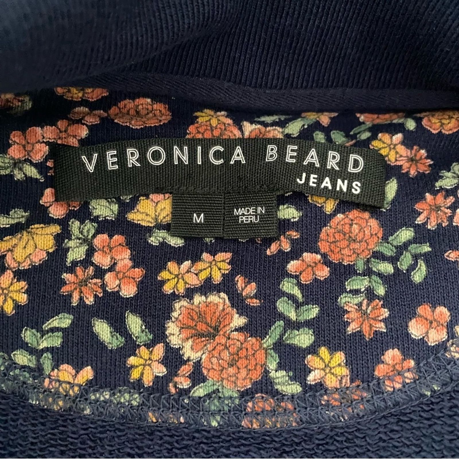 Veronica Beard Dylan Floral Half ZipSweatshirt Navy Multi
