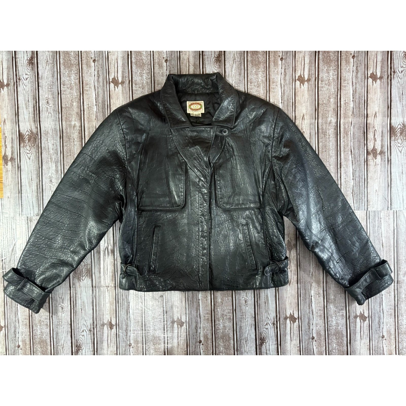 Banana Republic Banana Republic Mill Valley Textured Leather biker Jacket si Size L / US 10 / IT 46 - 1 Thumbnail